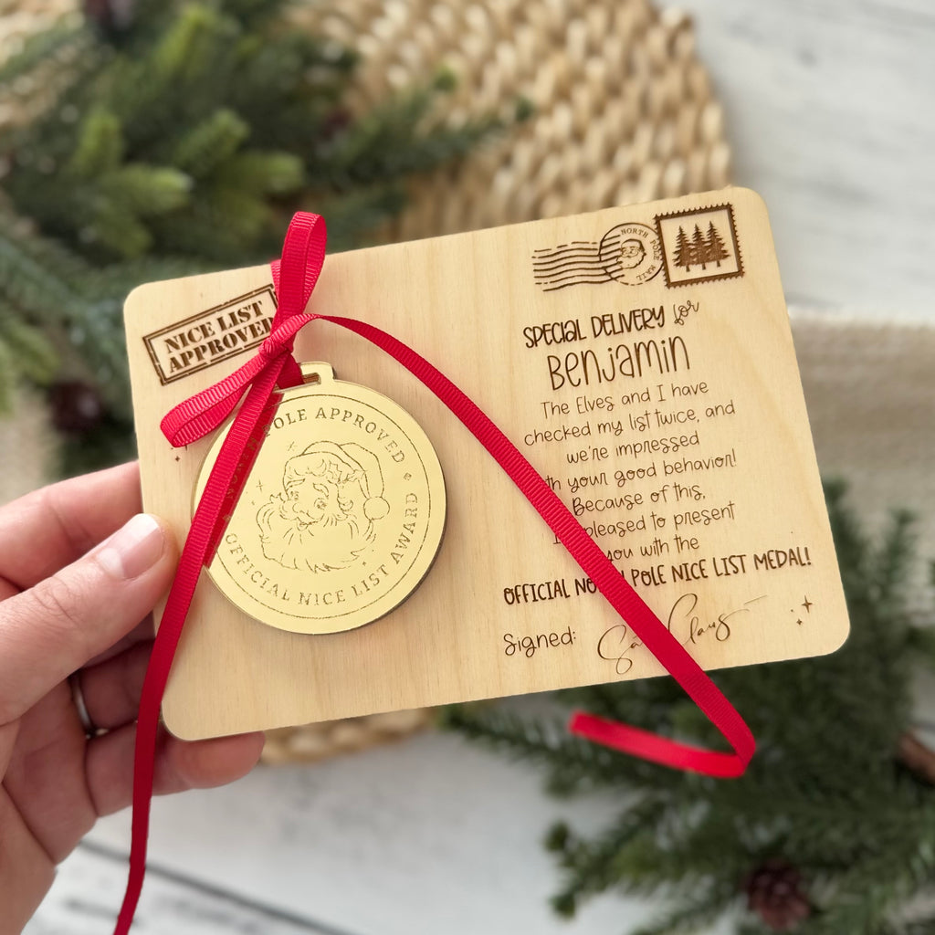 Personalized Santa Nice List Medal & Certificate