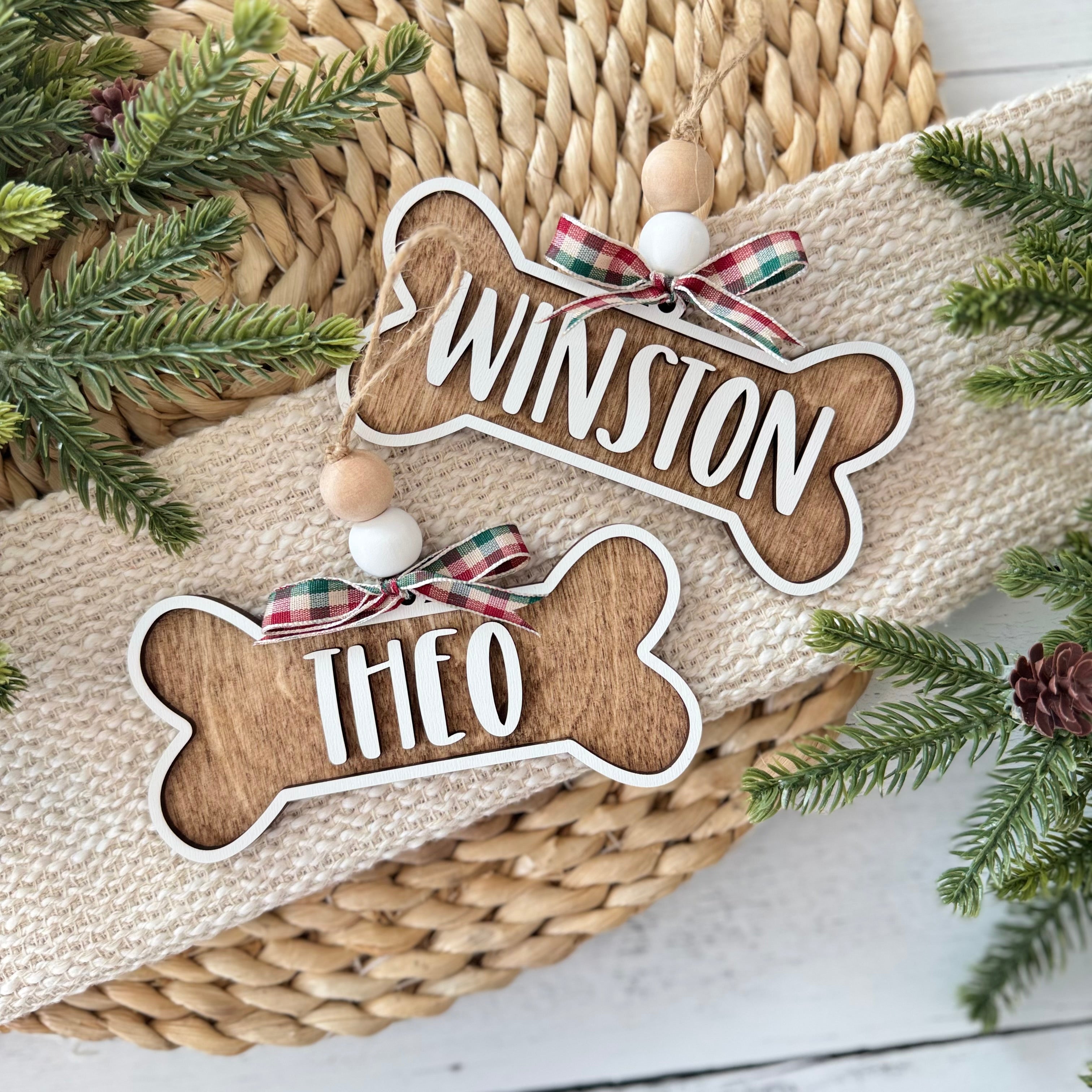 Personalized Dog Bone Name Christmas Ornament