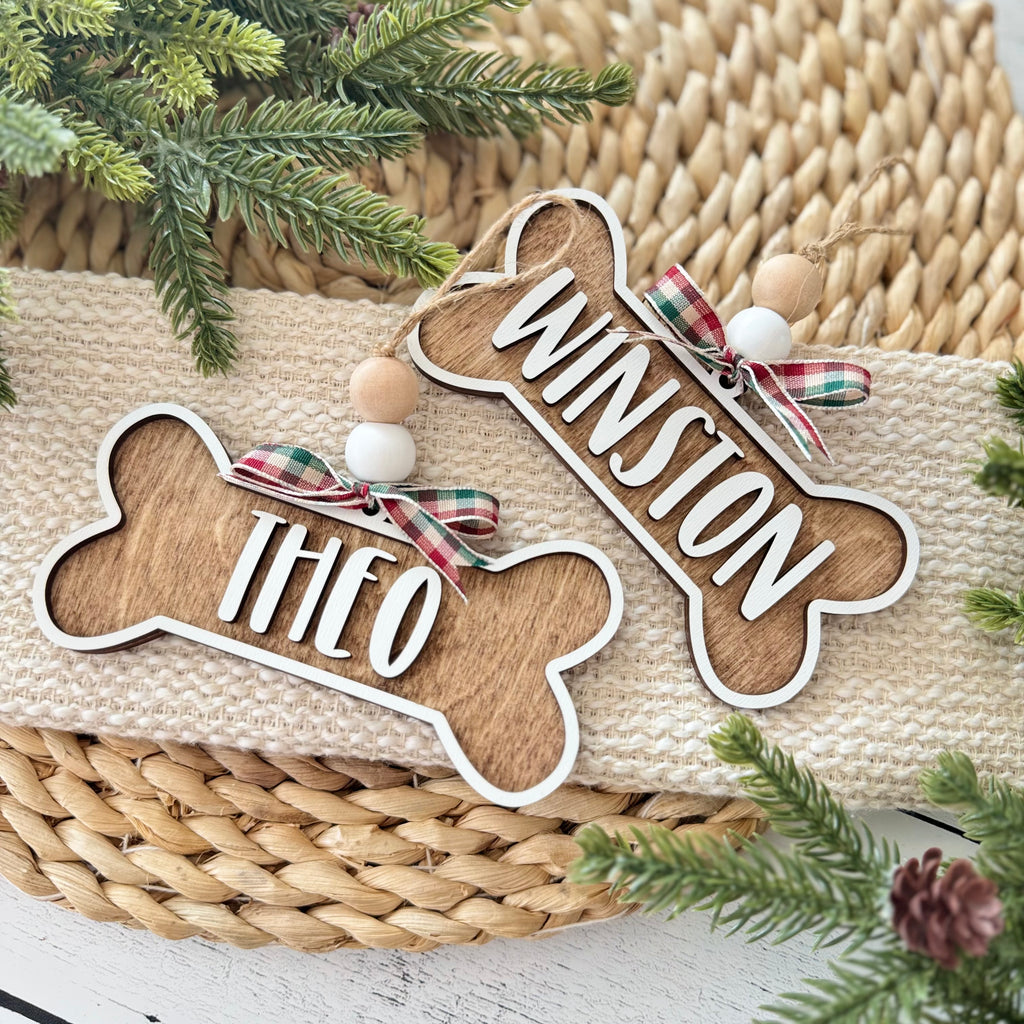 Personalized Dog Bone Name Christmas Ornament