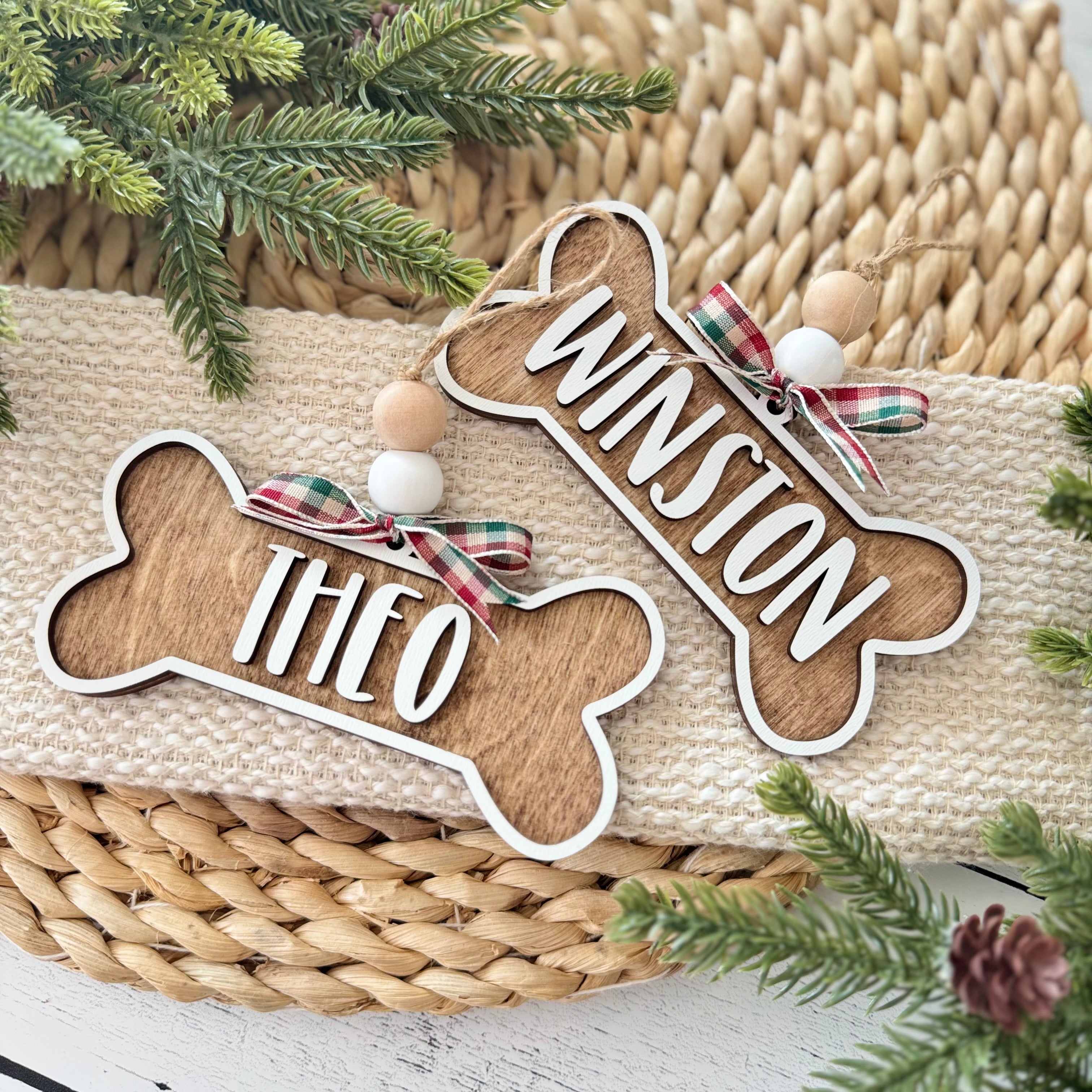 Personalized Dog Bone Name Christmas Ornament