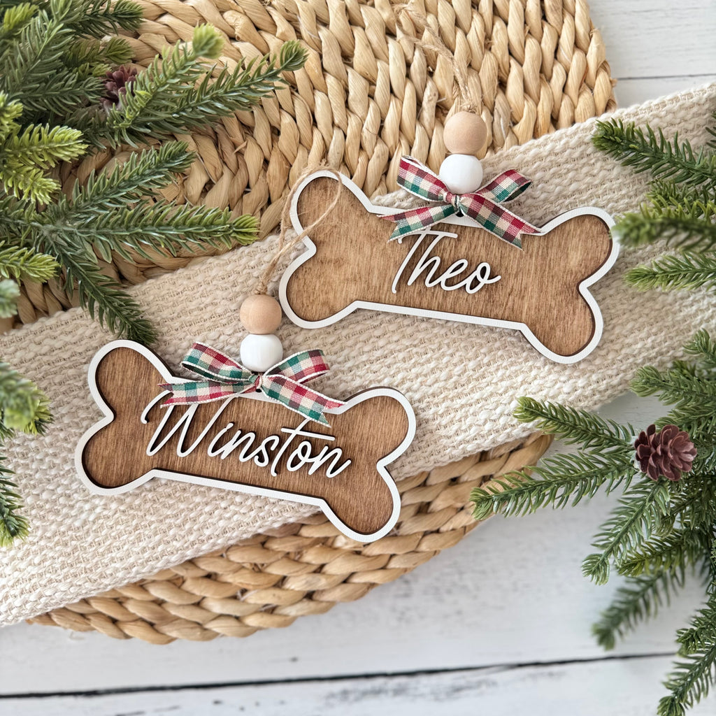 Personalized Dog Bone Name Christmas Ornament