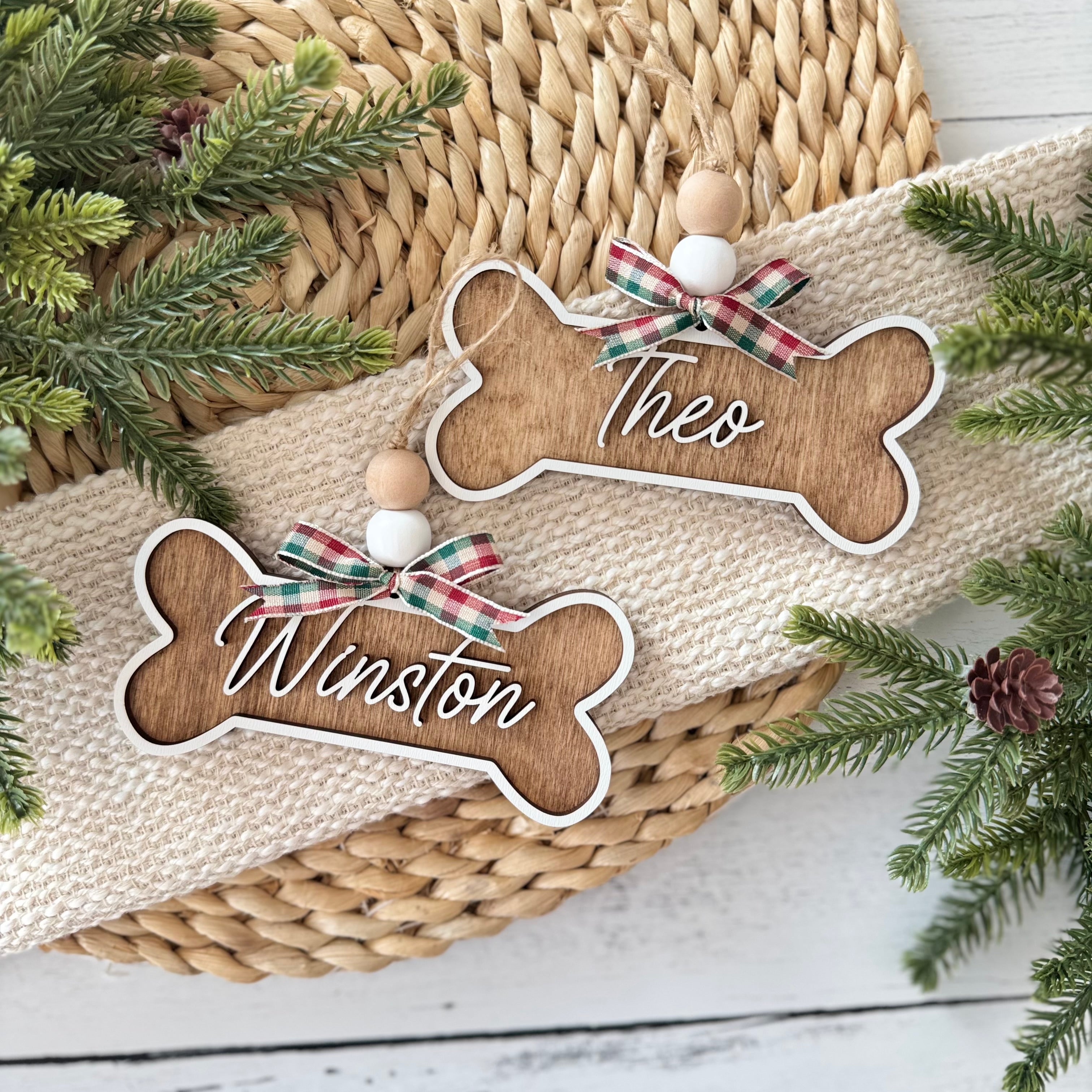 Personalized Dog Bone Name Christmas Ornament