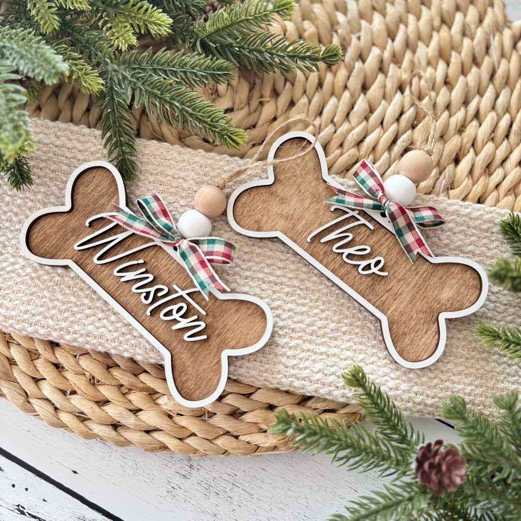 Personalized Dog Bone Name Christmas Ornament