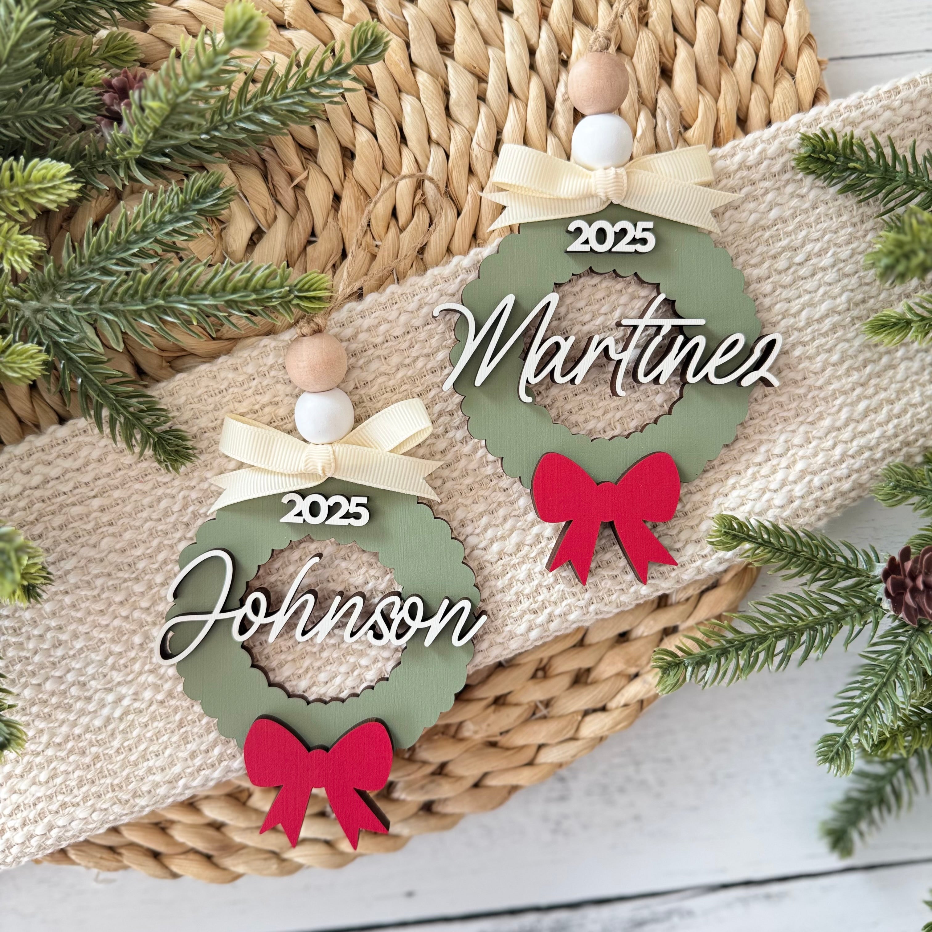 Personalized Family Name Wreath Ornament