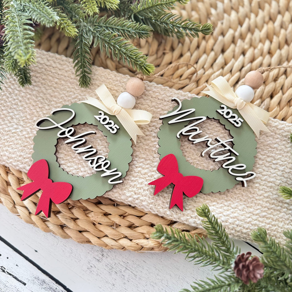 Personalized Family Name Wreath Ornament