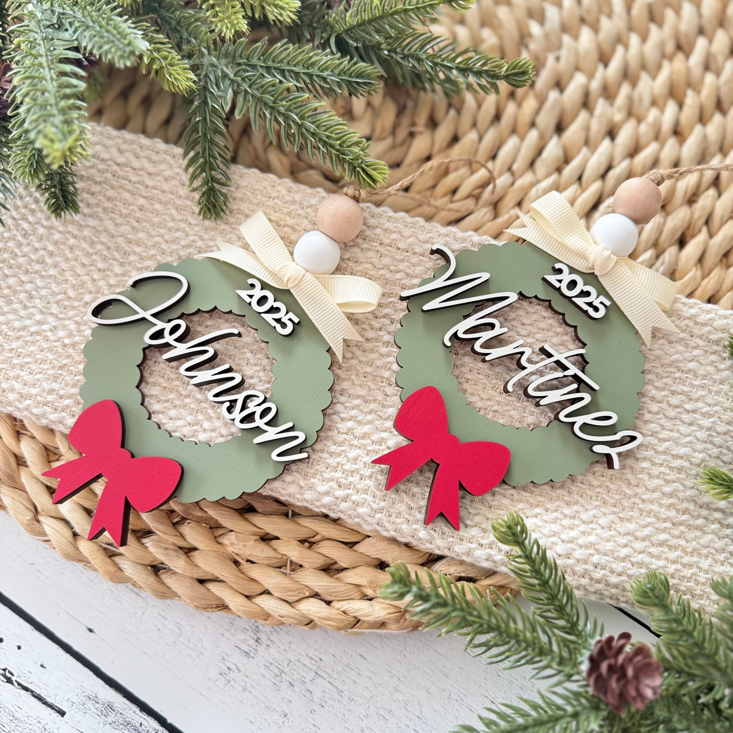 Personalized Family Name Wreath Ornament