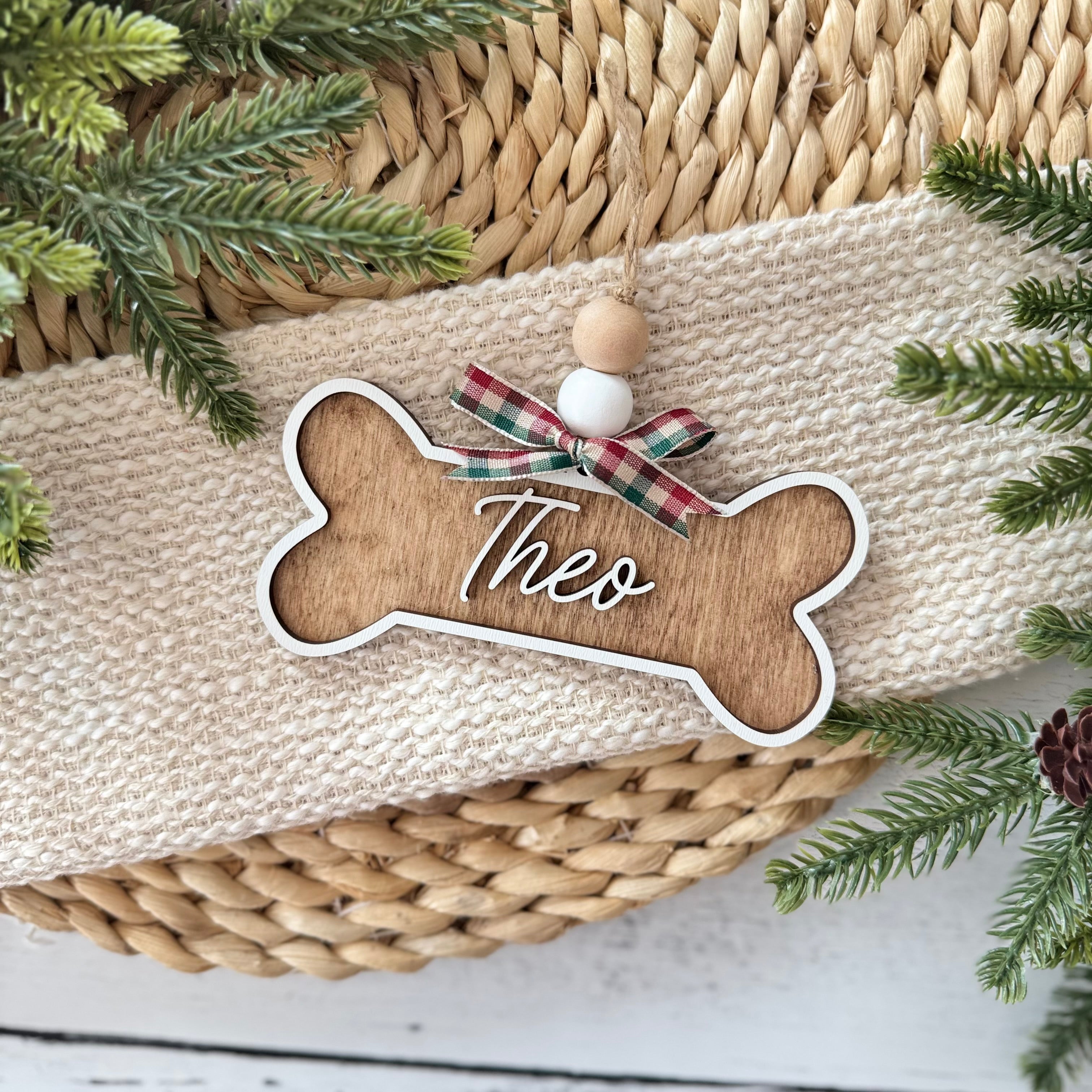 Personalized Dog Bone Name Christmas Ornament