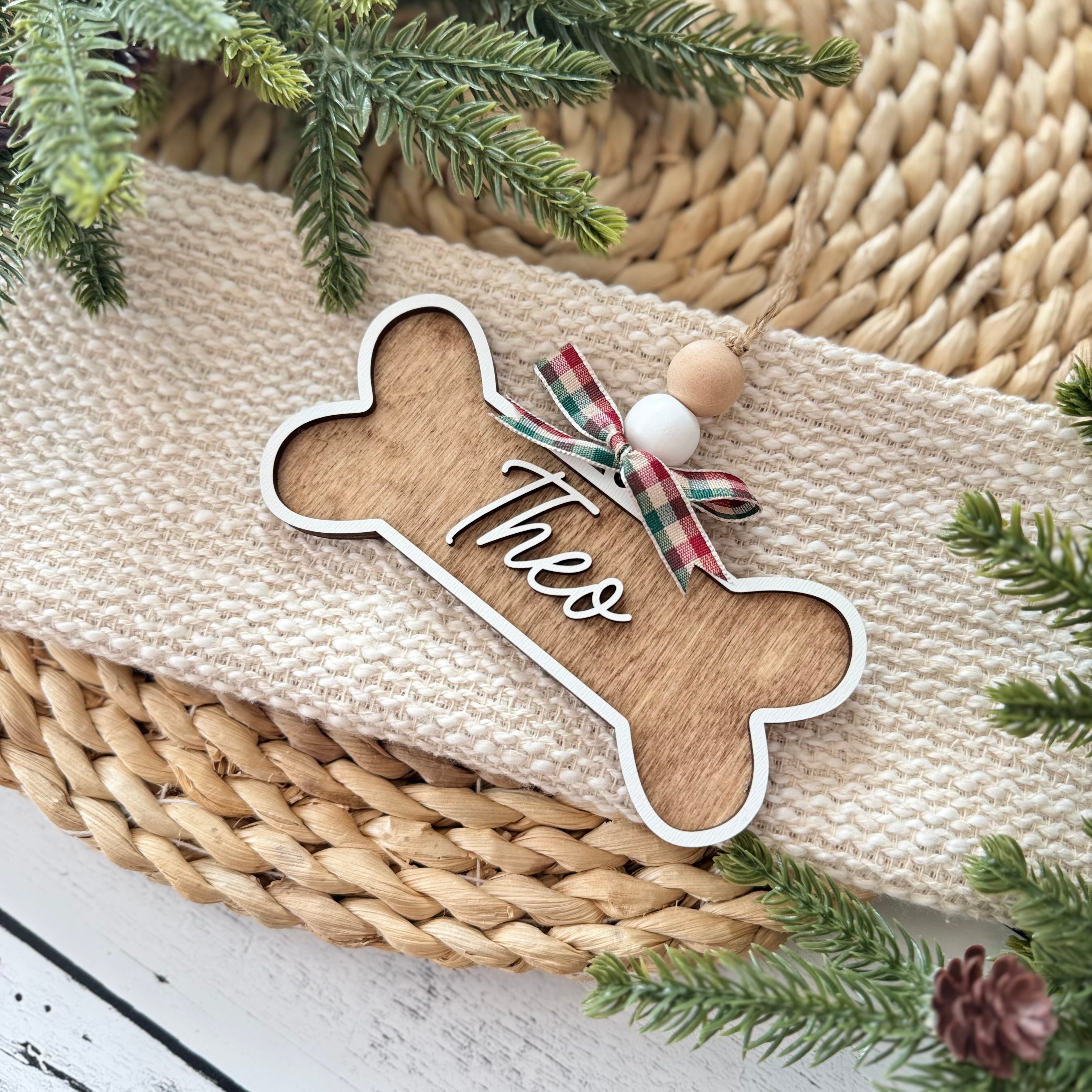 Personalized Dog Bone Name Christmas Ornament