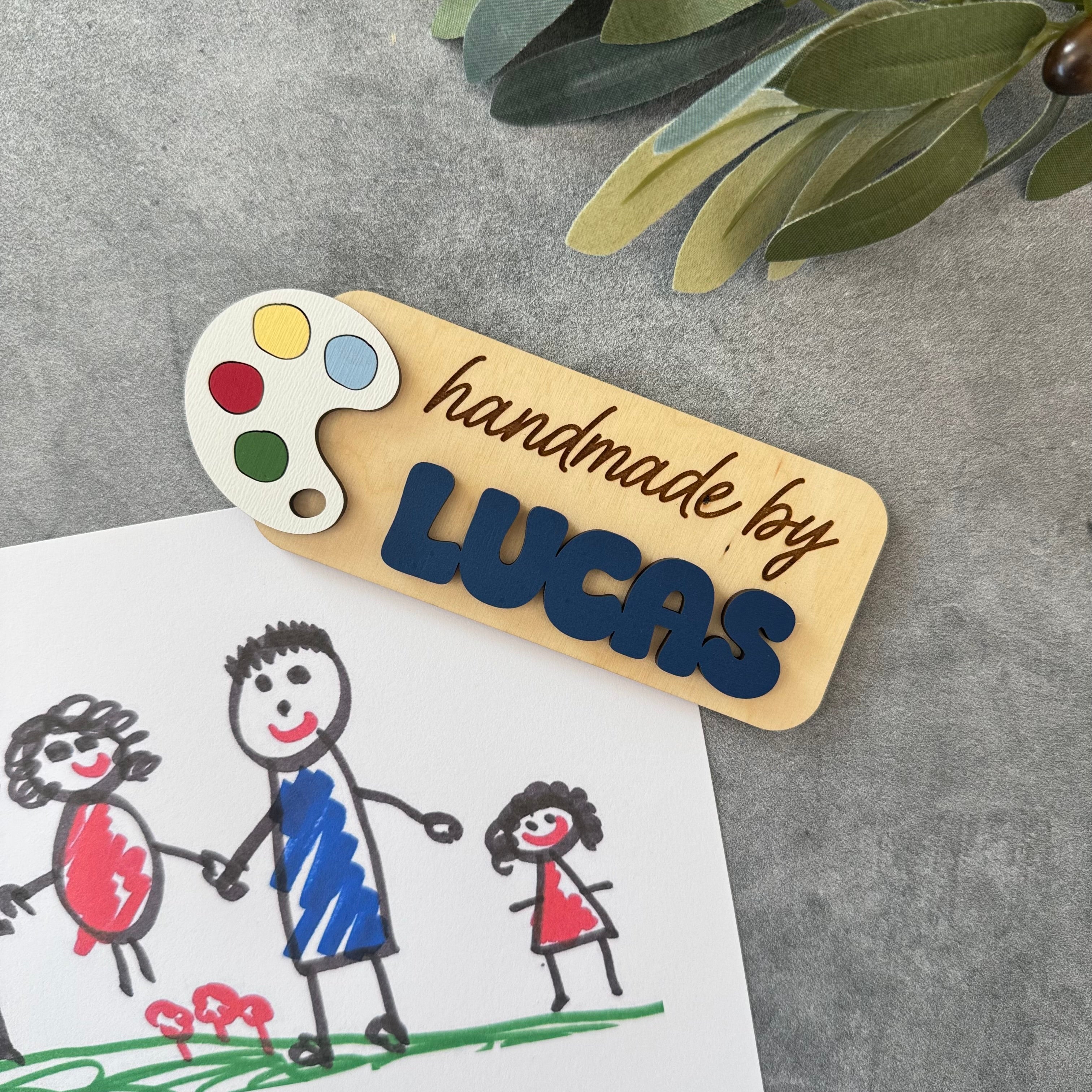 Personalized 'Handmade By' Kids Artwork Magnet