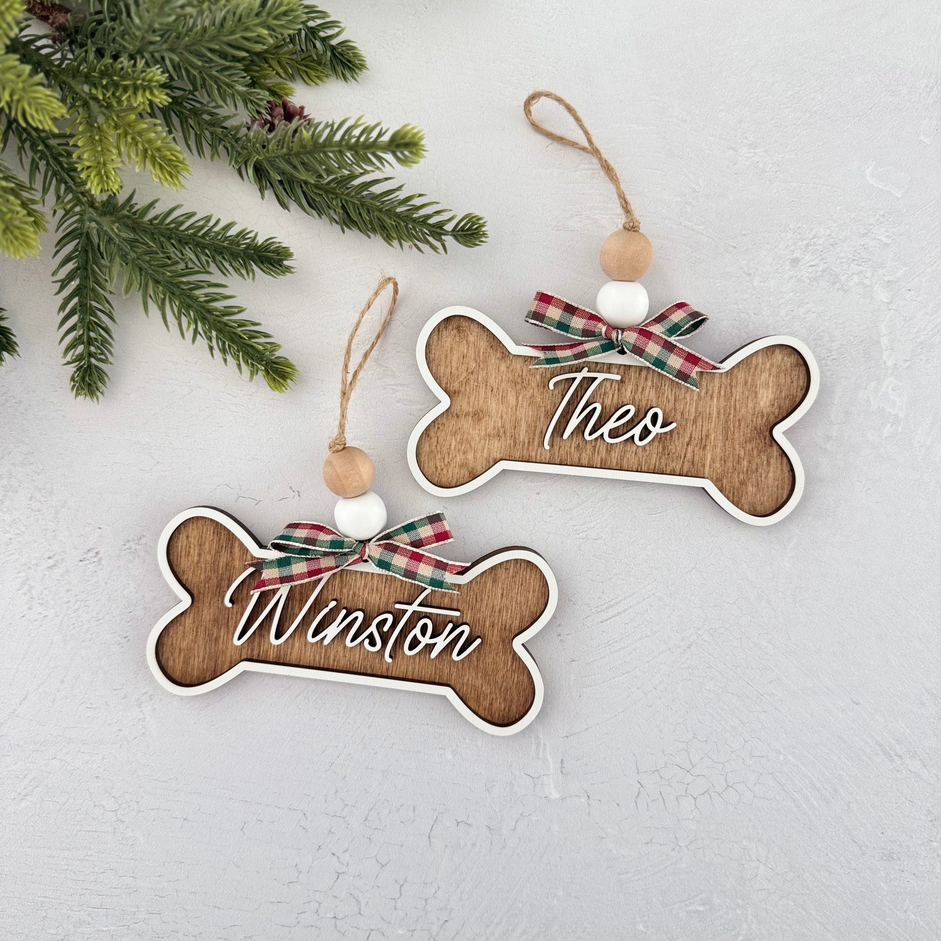 Personalized Dog Bone Name Christmas Ornament