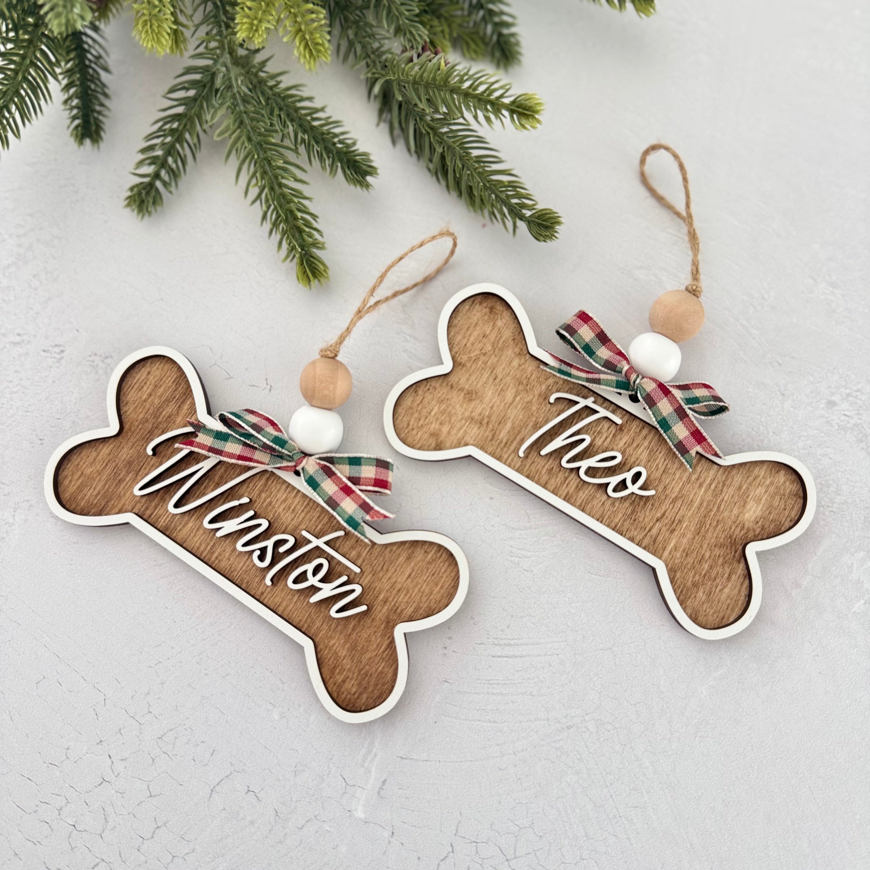 Personalized Dog Bone Name Christmas Ornament