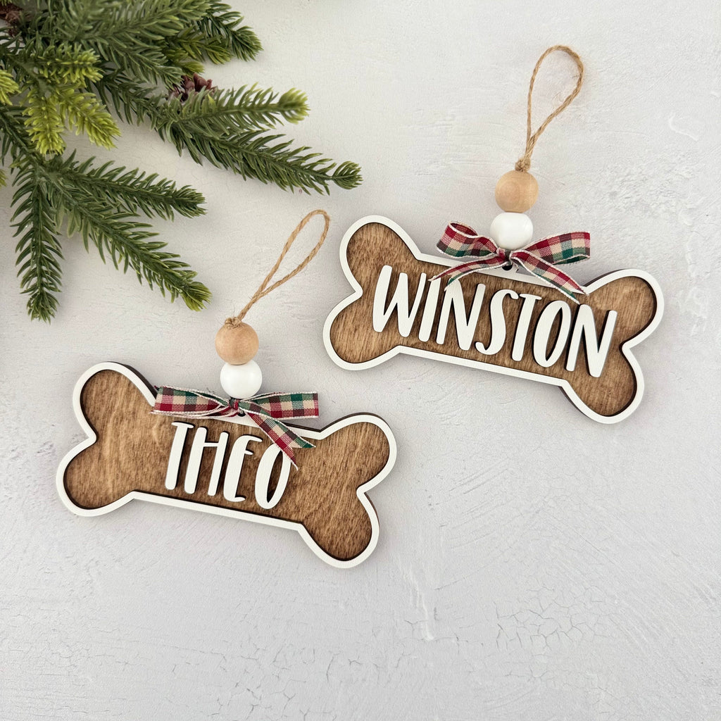 Personalized Dog Bone Name Christmas Ornament