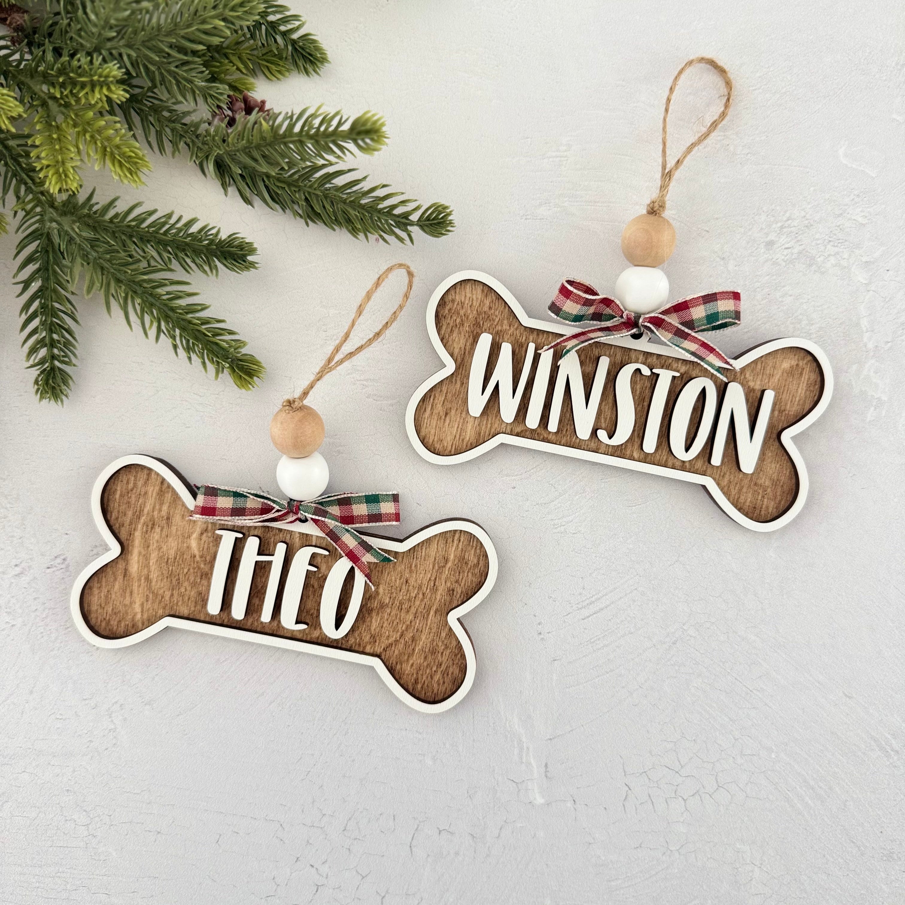 Personalized Dog Bone Name Christmas Ornament