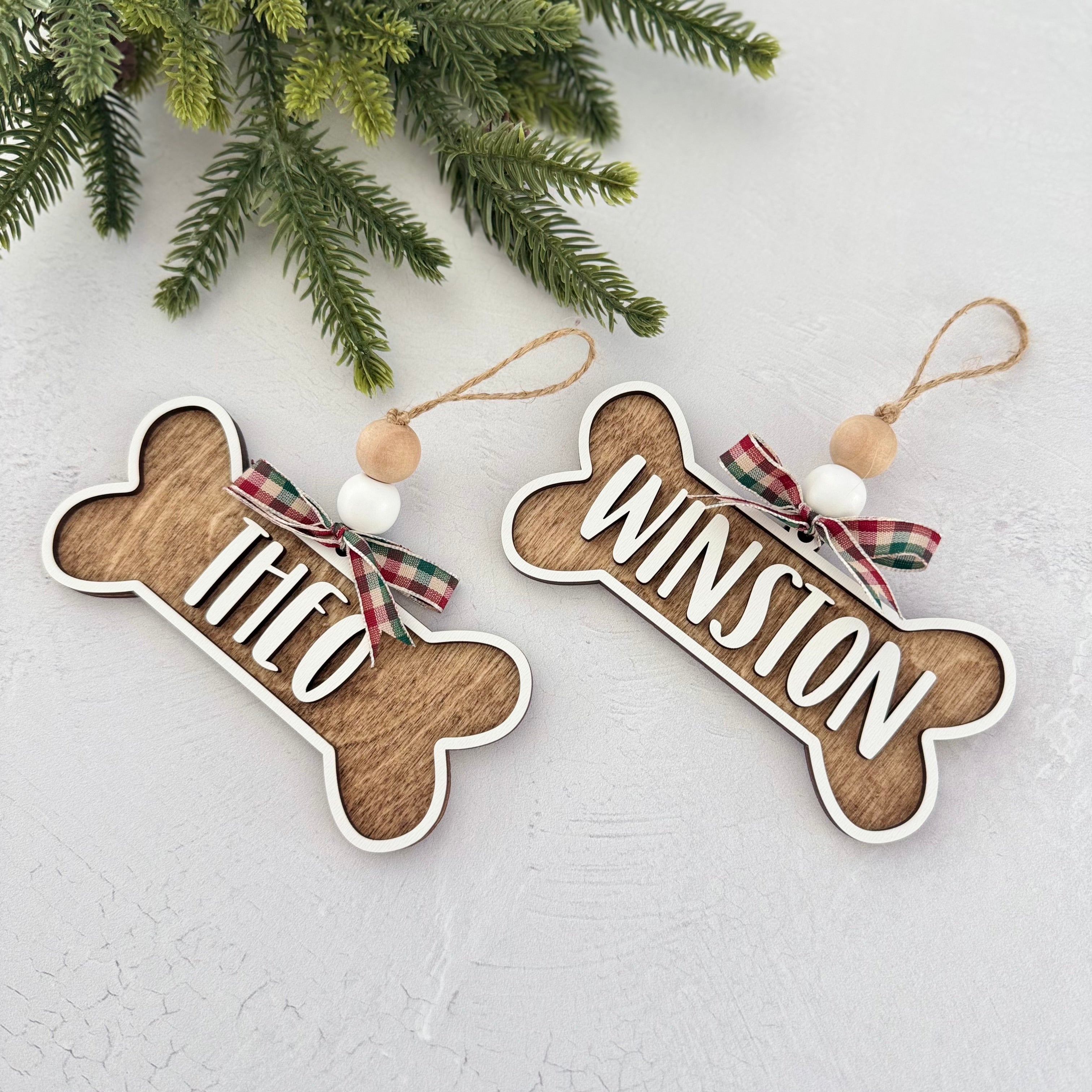 Personalized Dog Bone Name Christmas Ornament