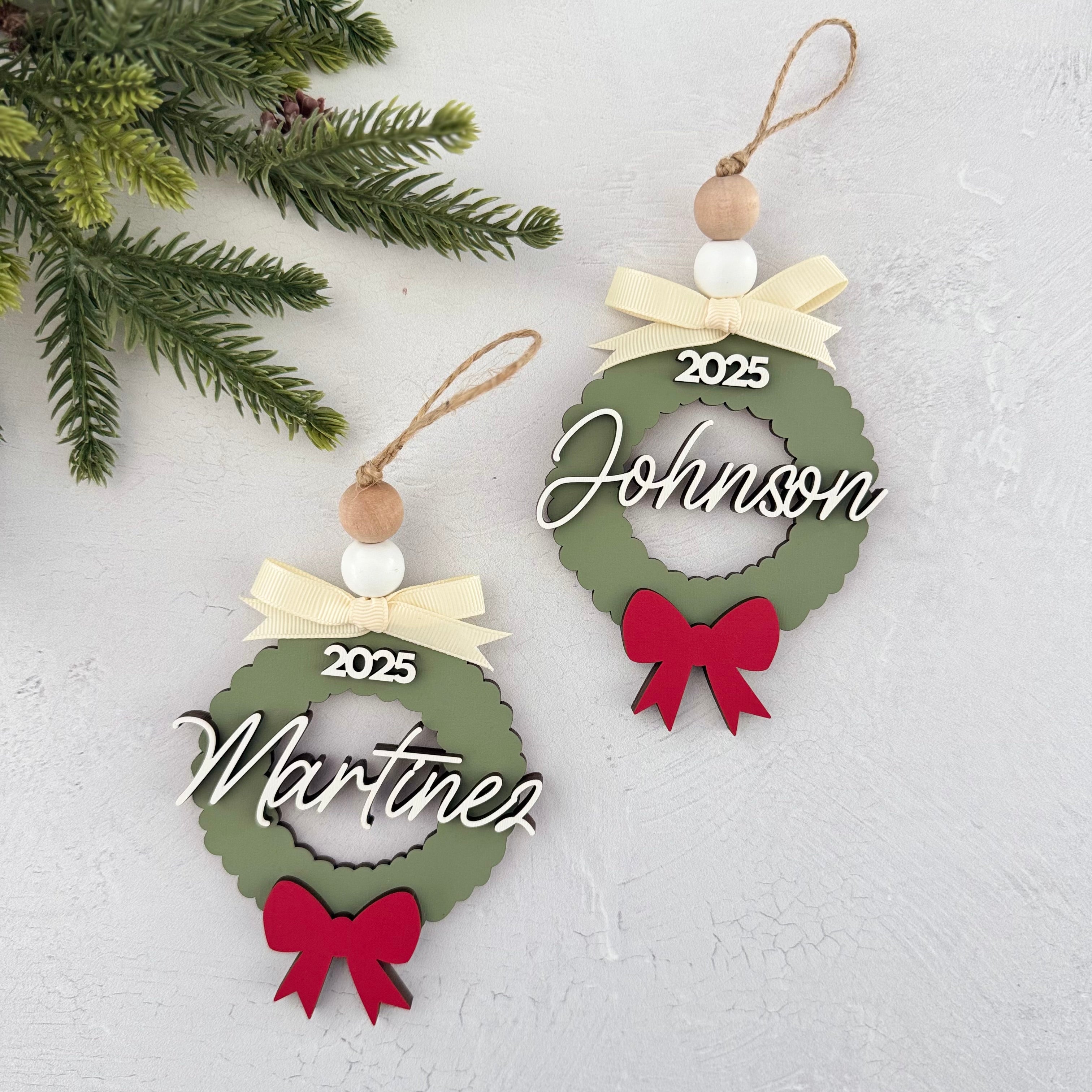 Personalized Family Name Wreath Ornament