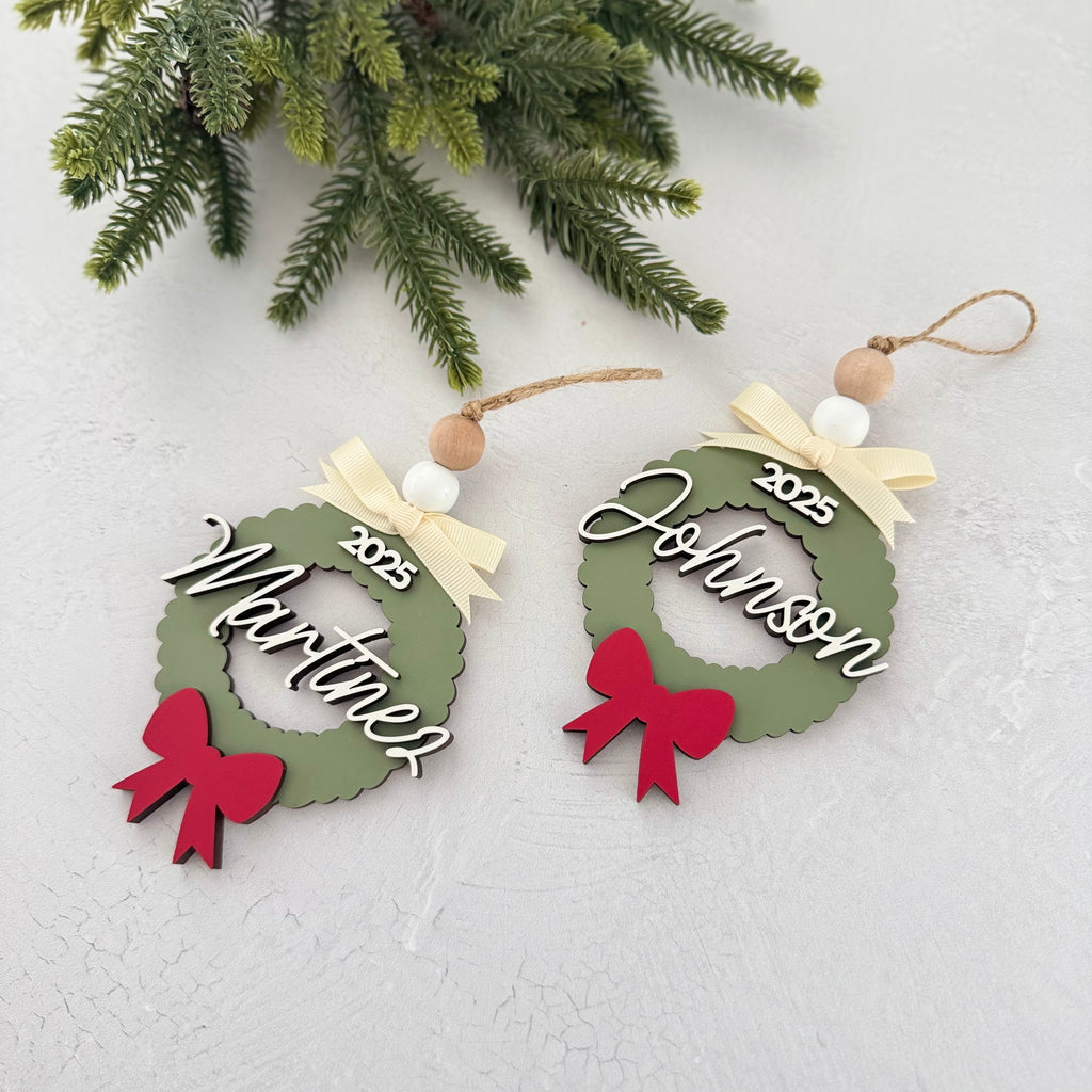 Personalized Family Name Wreath Ornament