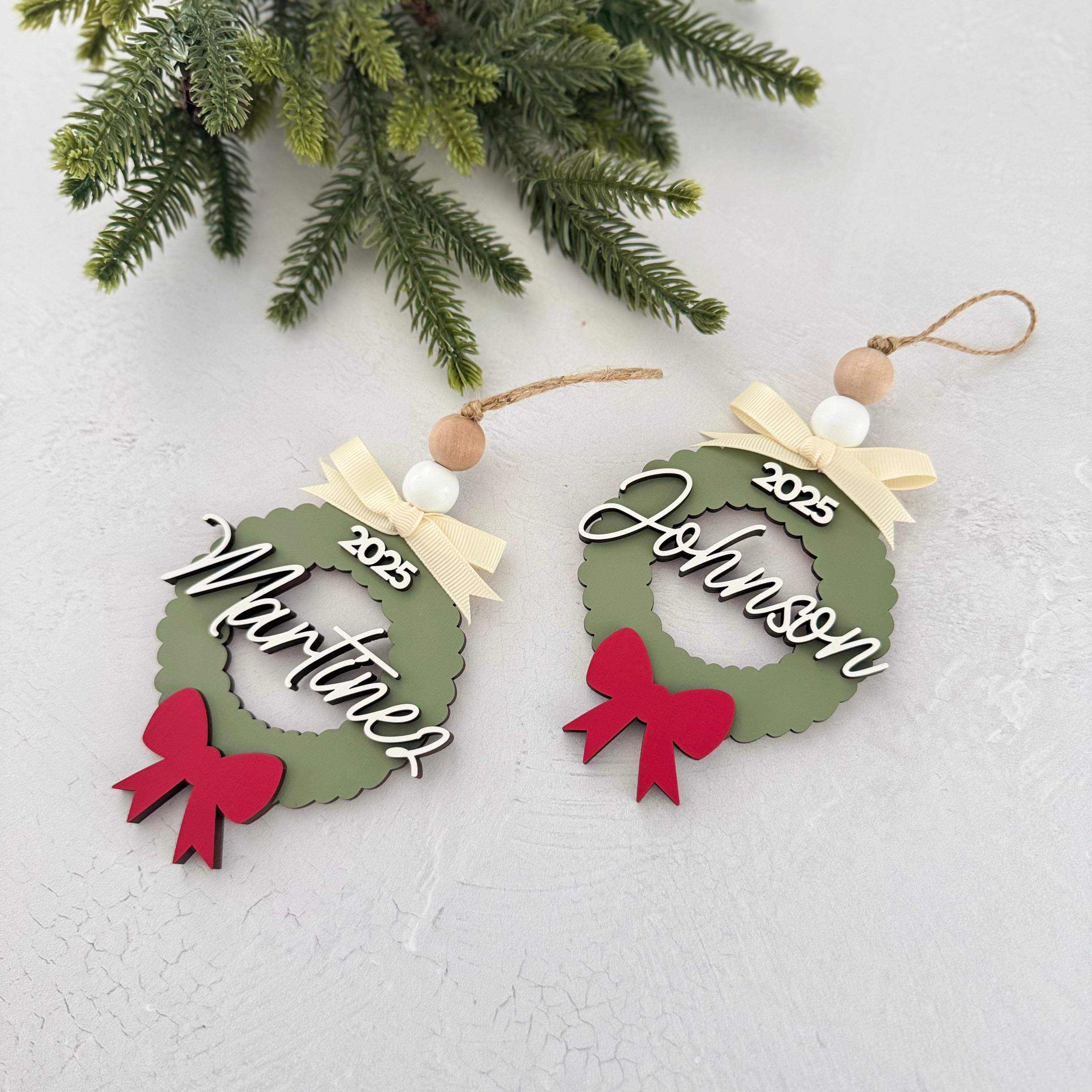 Personalized Family Name Wreath Ornament