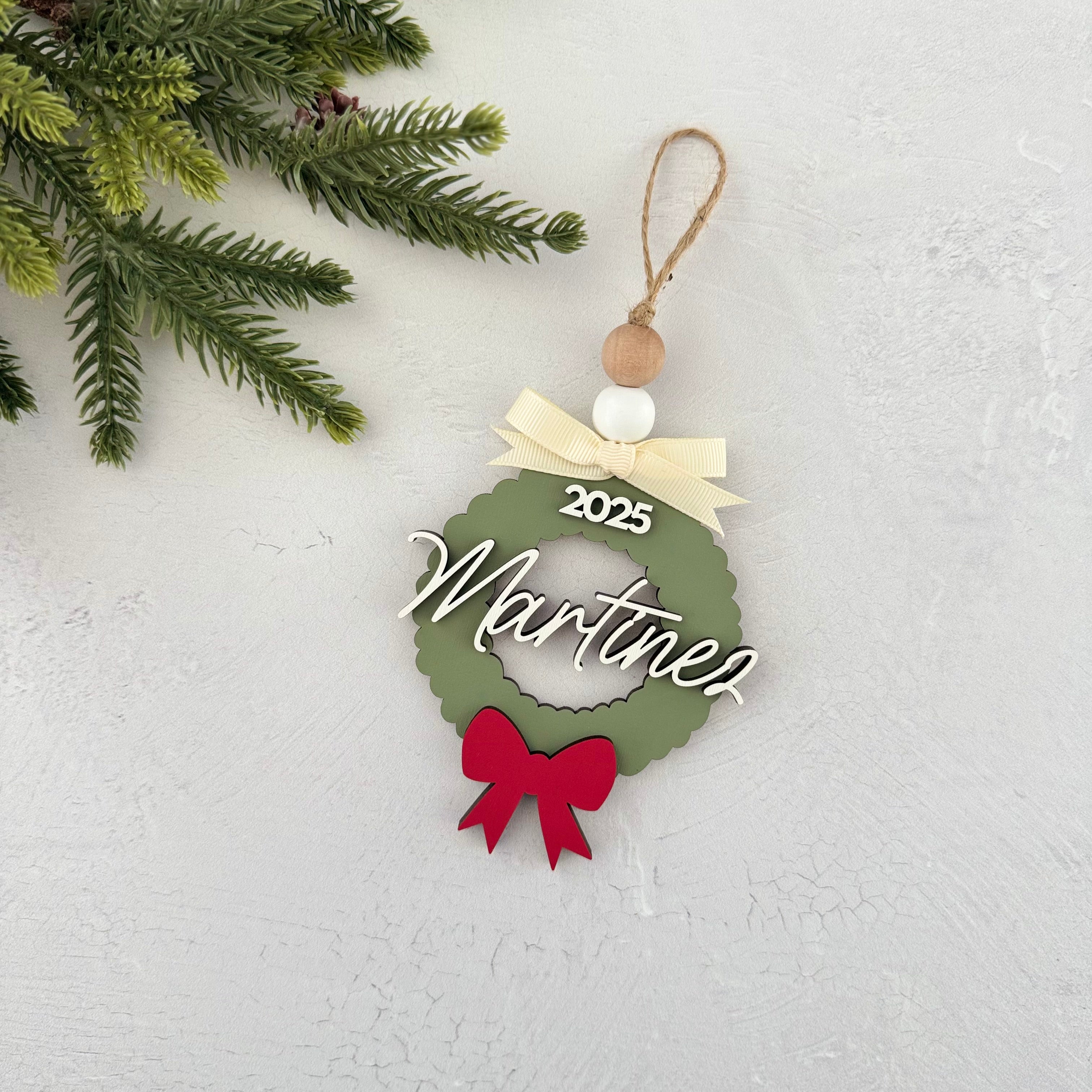 Personalized Family Name Wreath Ornament
