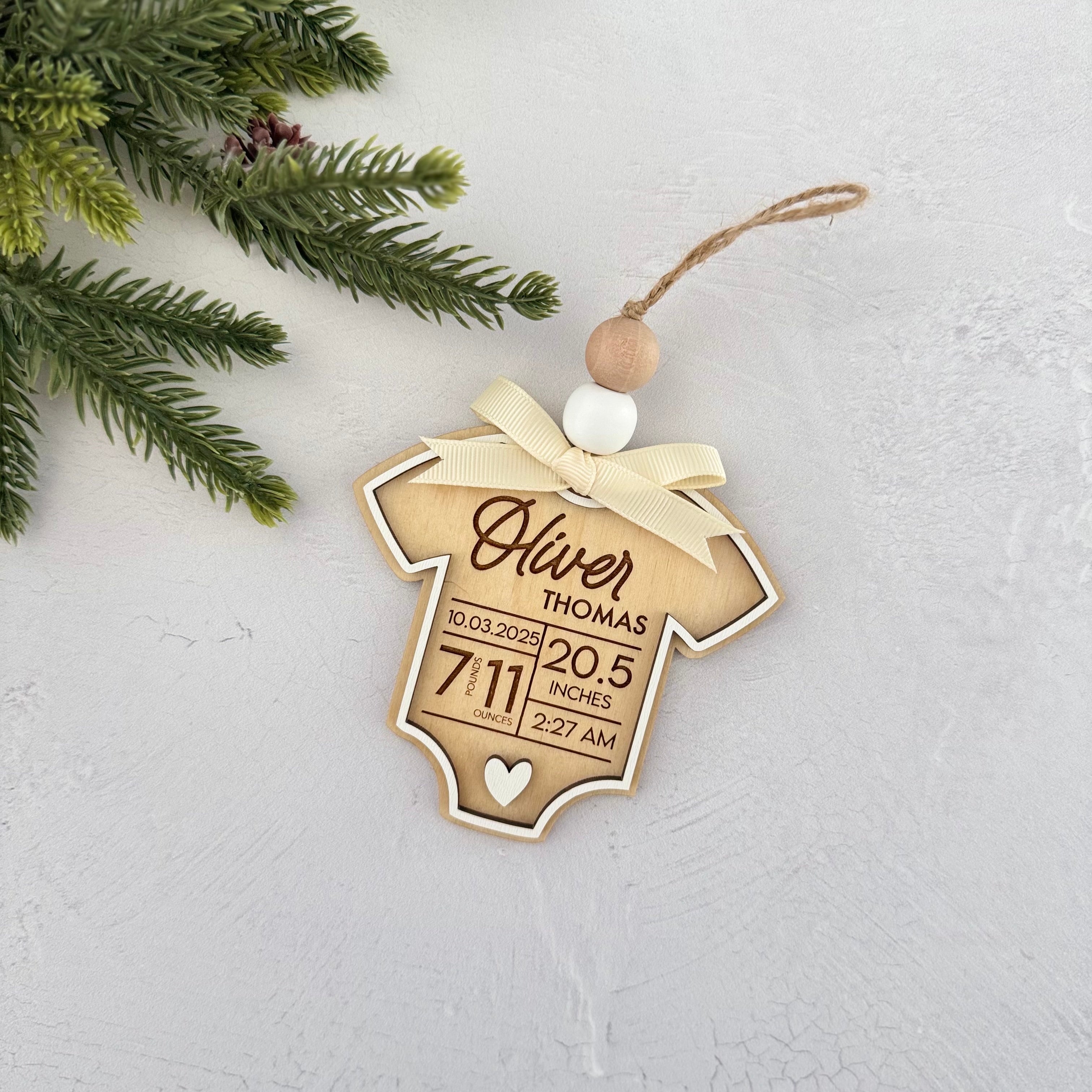 Personalized Baby Stats Christmas Ornament