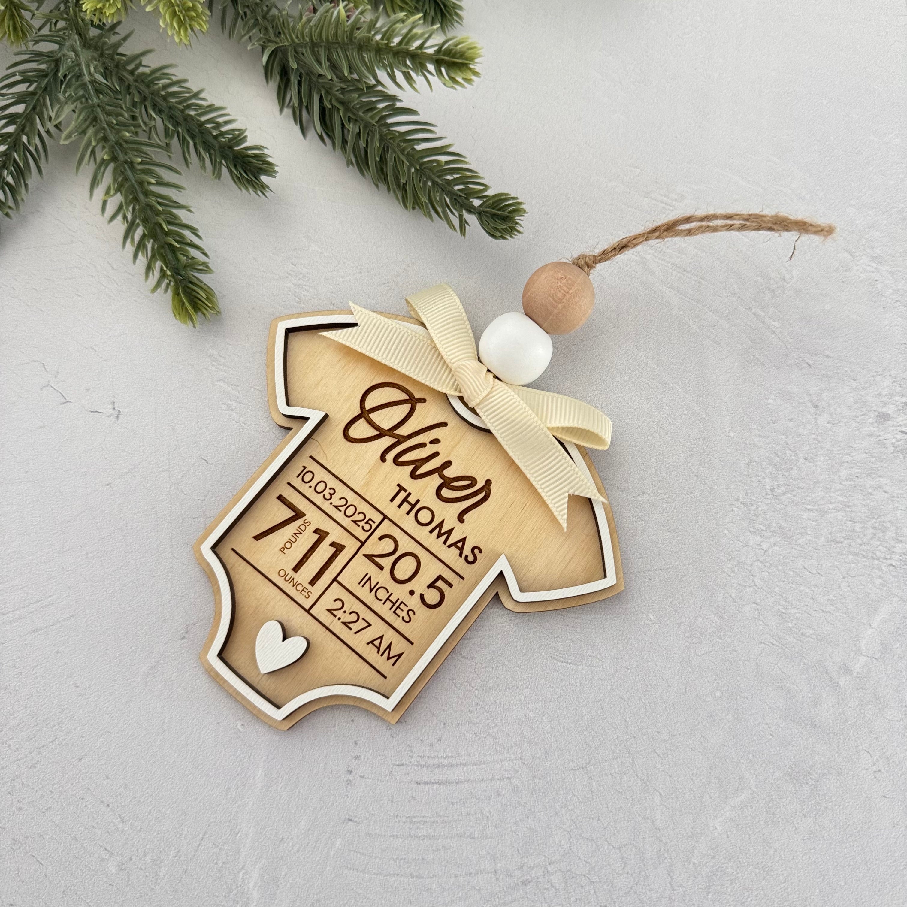 Personalized Baby Stats Christmas Ornament