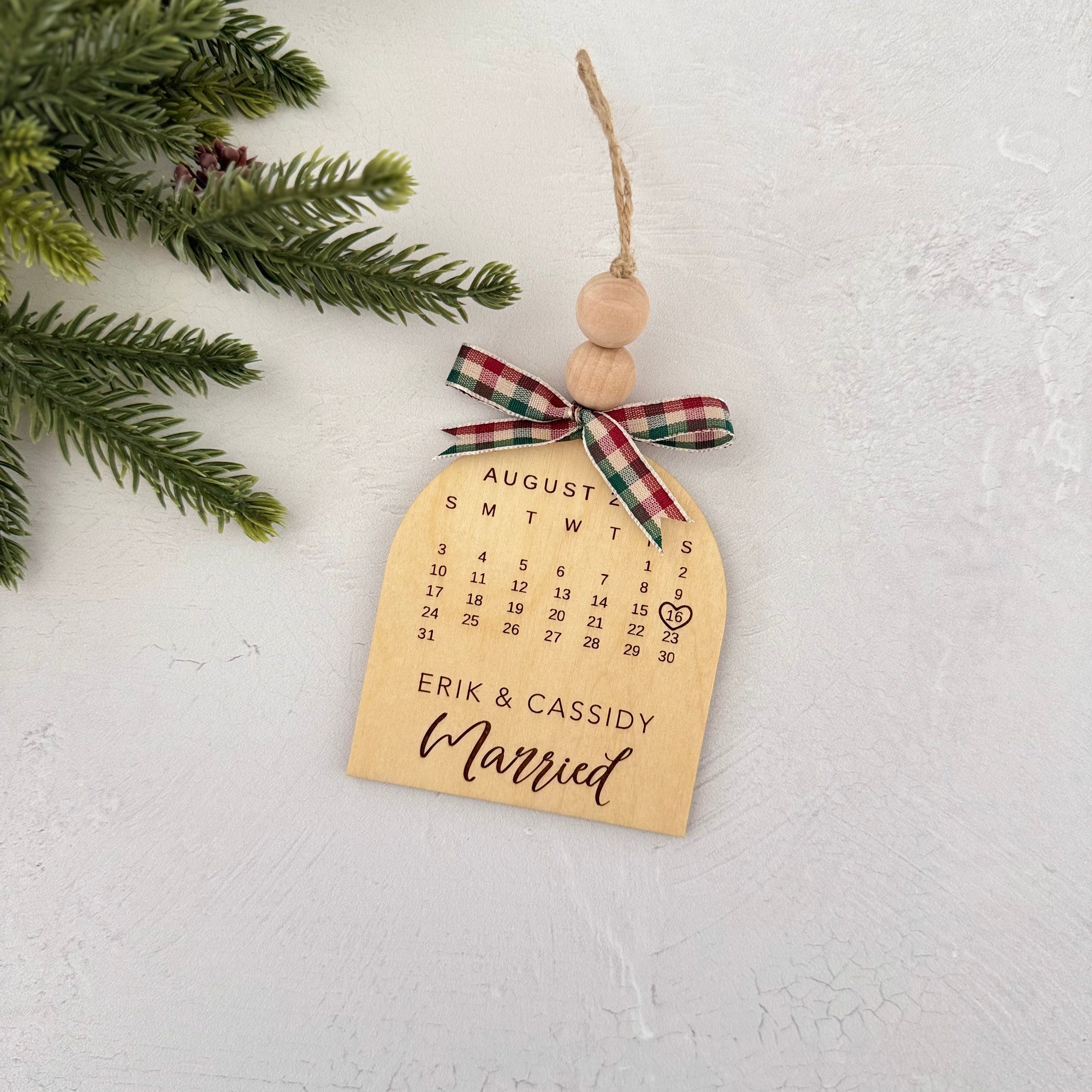 Personalized Wedding Date Calendar Ornament