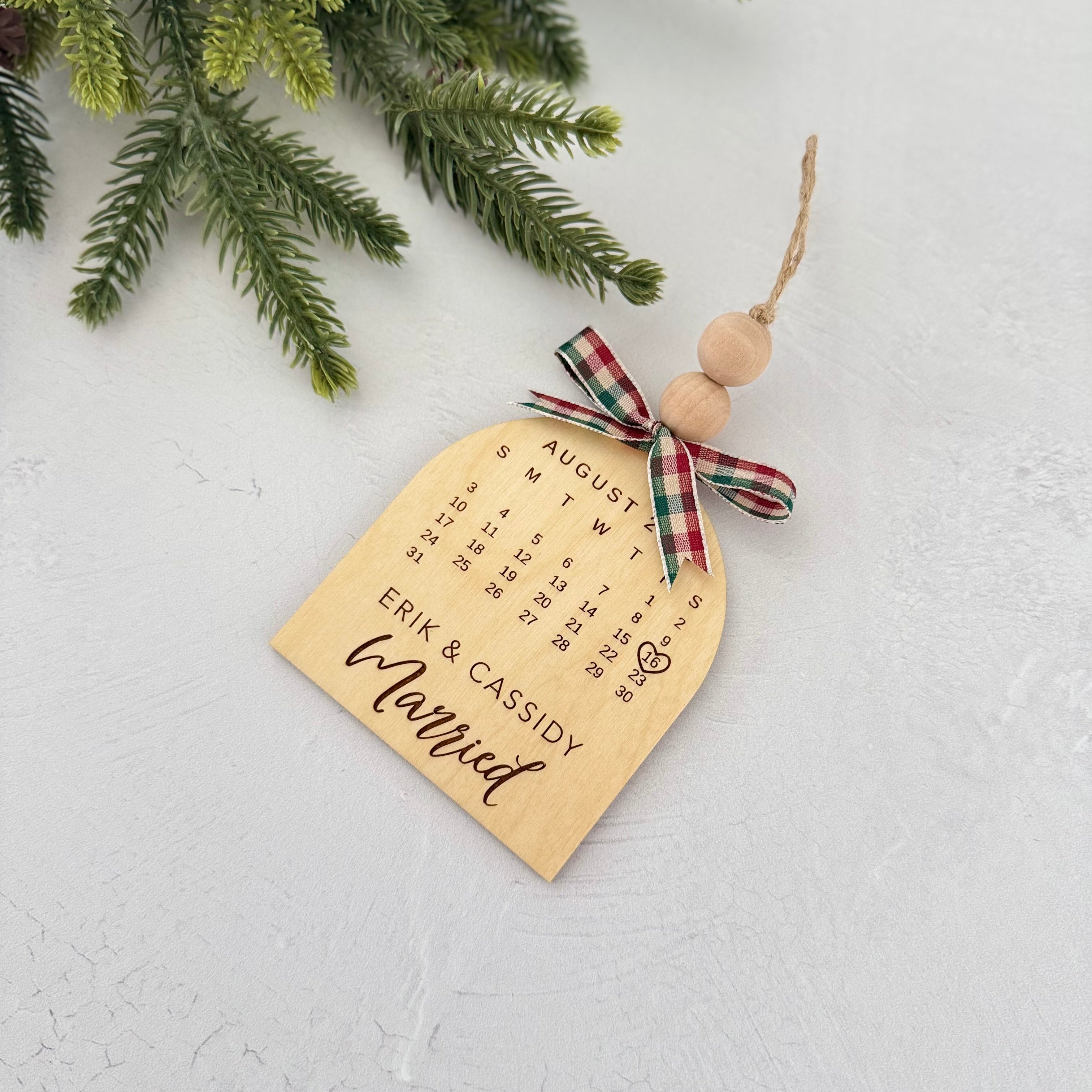 Personalized Wedding Date Calendar Ornament