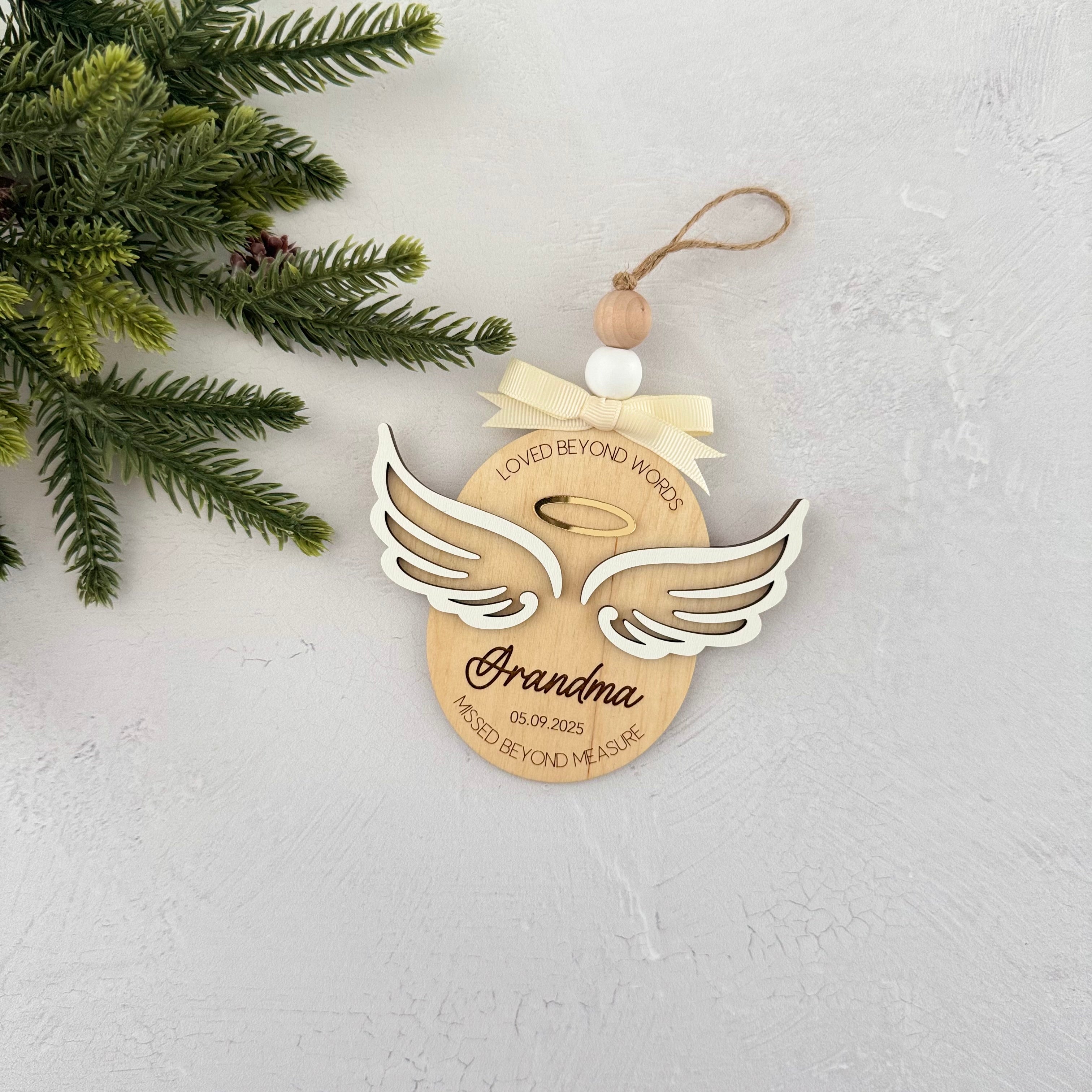 Personalized Angel Wings Memorial Ornament