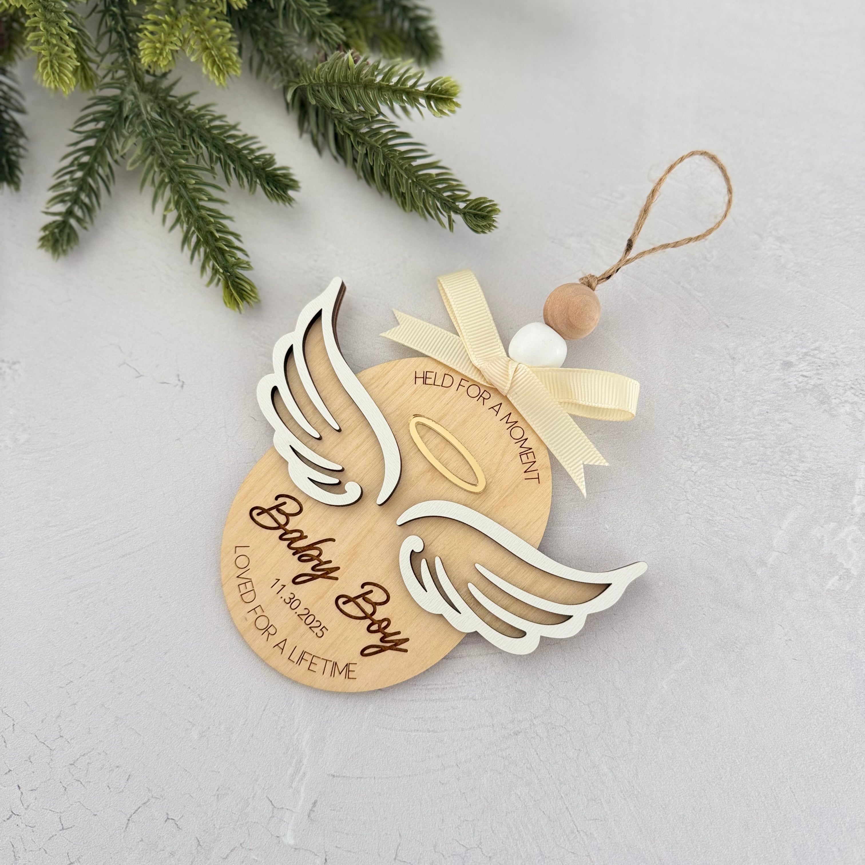 Personalized Infant Loss Angel Wings Ornament