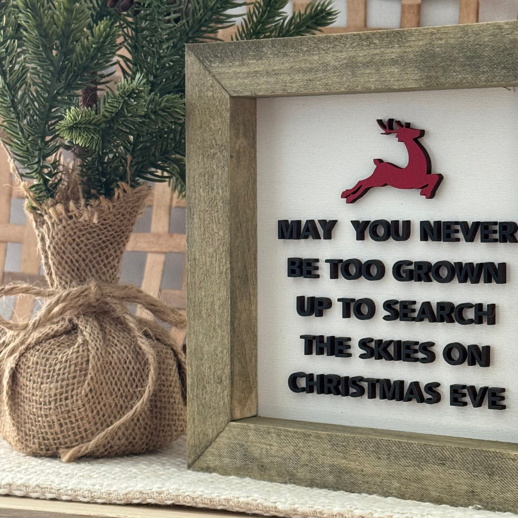 May You Never Be Too Grown Up To Search The Skies On Christmas Eve Framed Sign