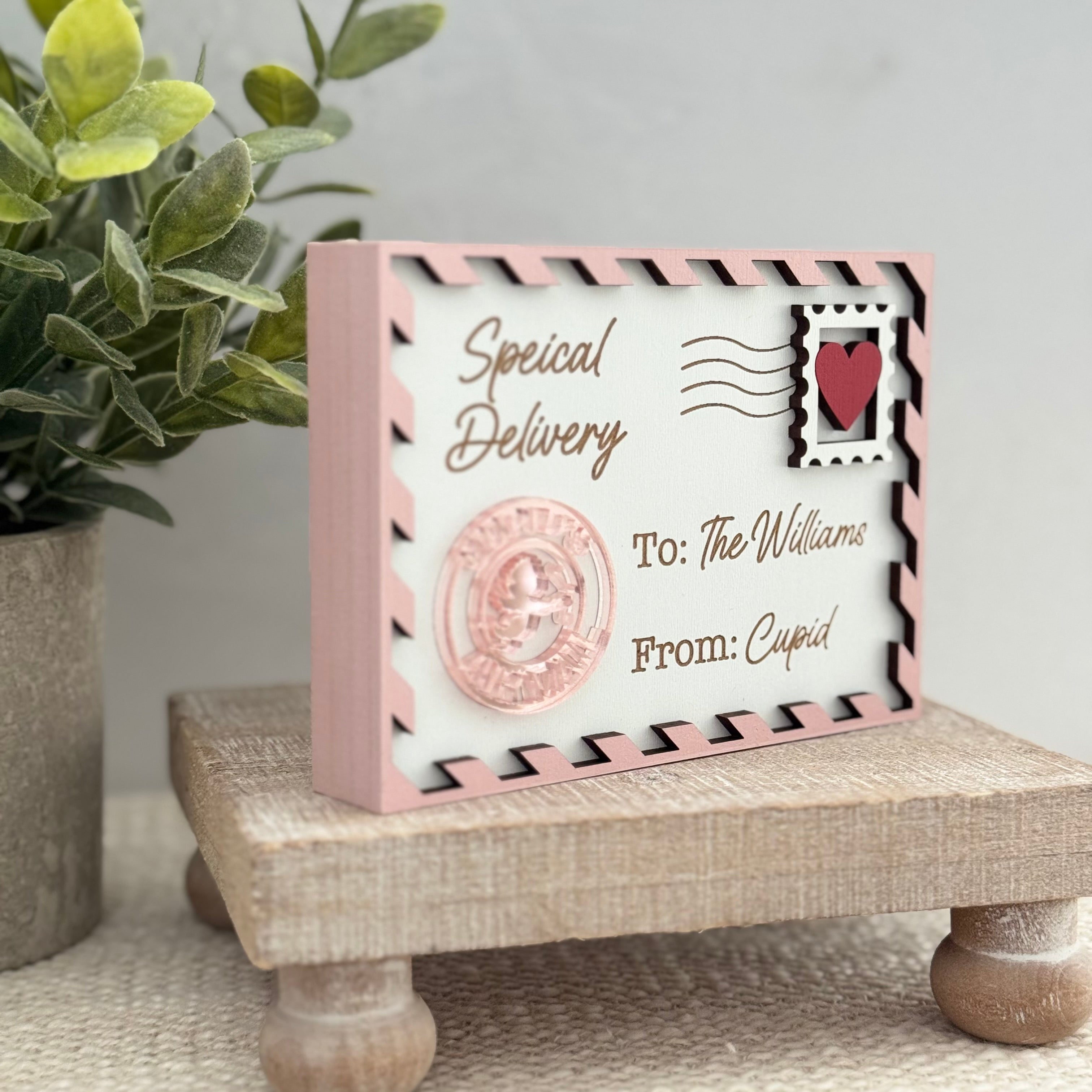 Personalized Cupid Love Letter Shelf Sitter