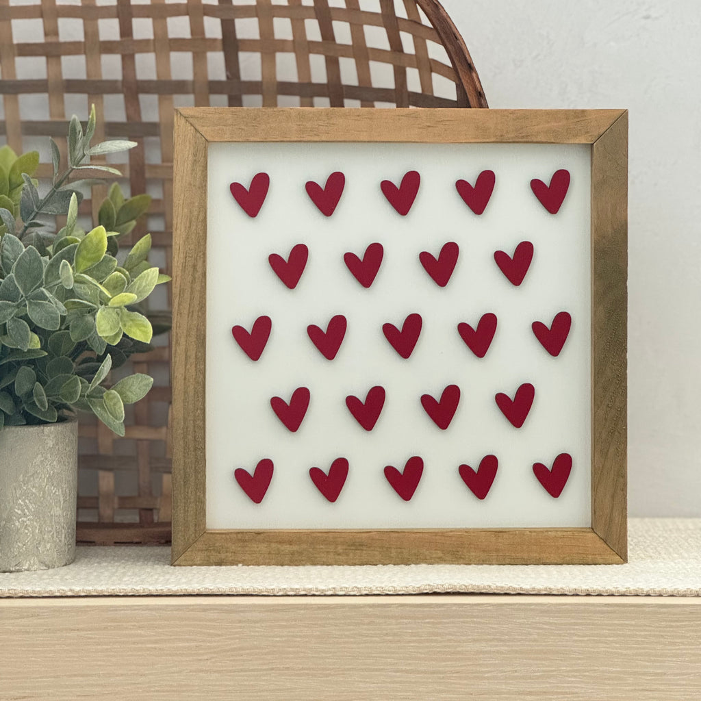 Valentine Hearts Wooden Framed Sign