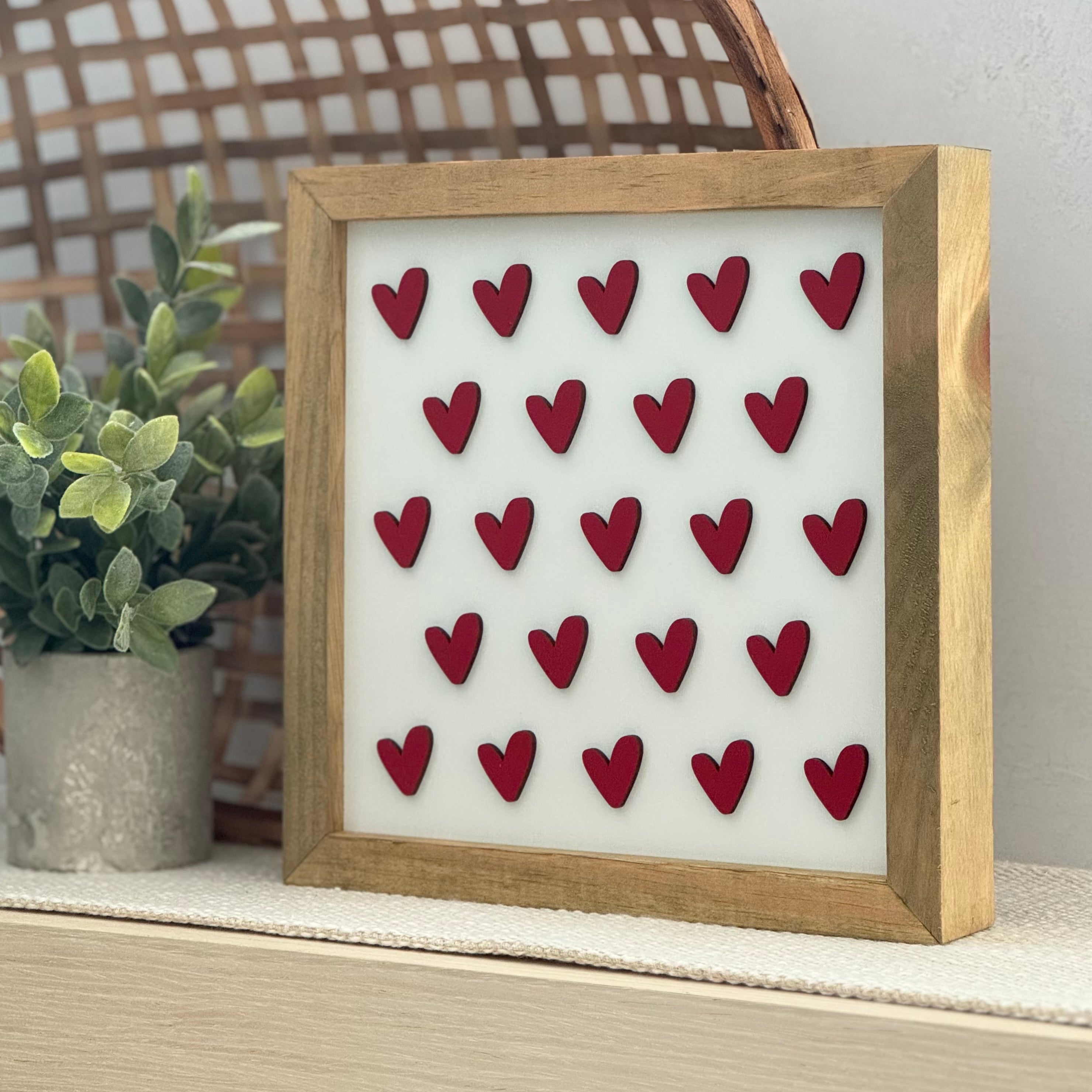 Valentine Hearts Wooden Framed Sign