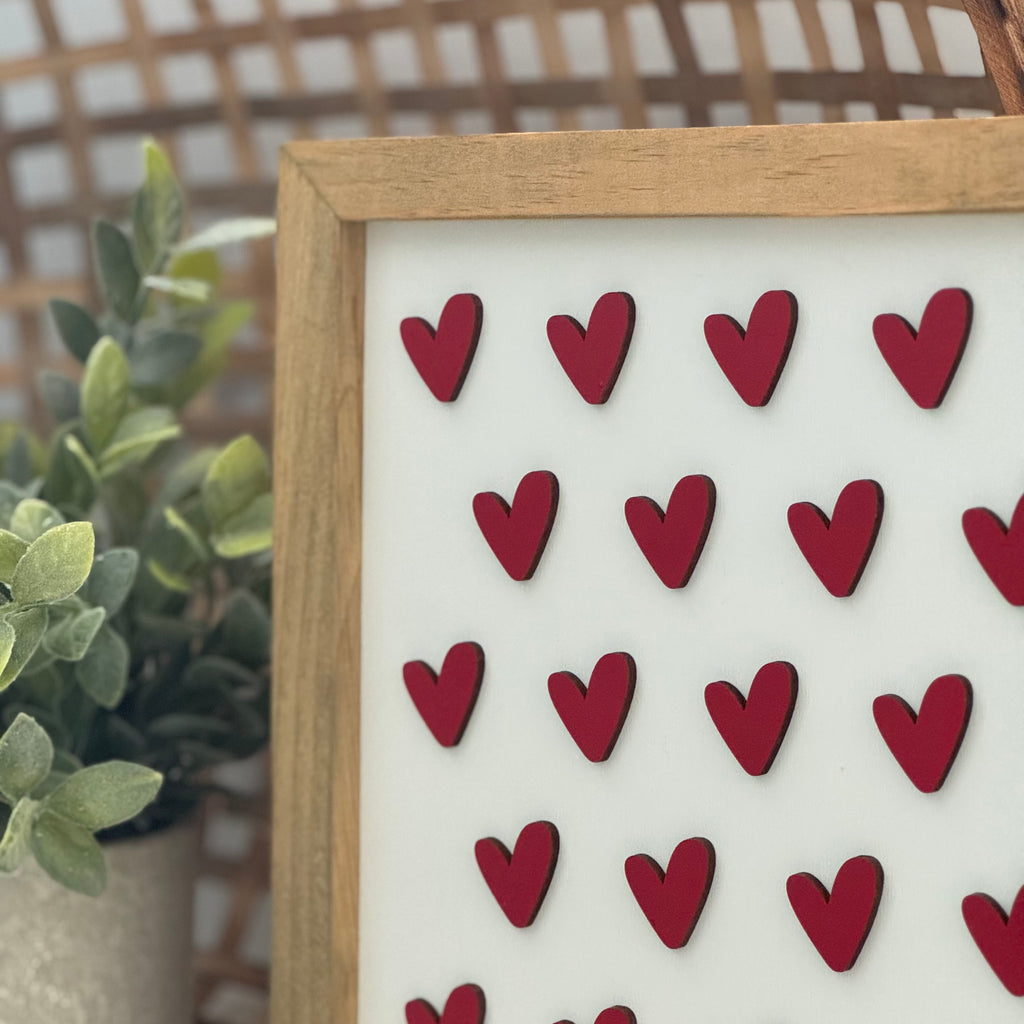 Valentine Hearts Wooden Framed Sign