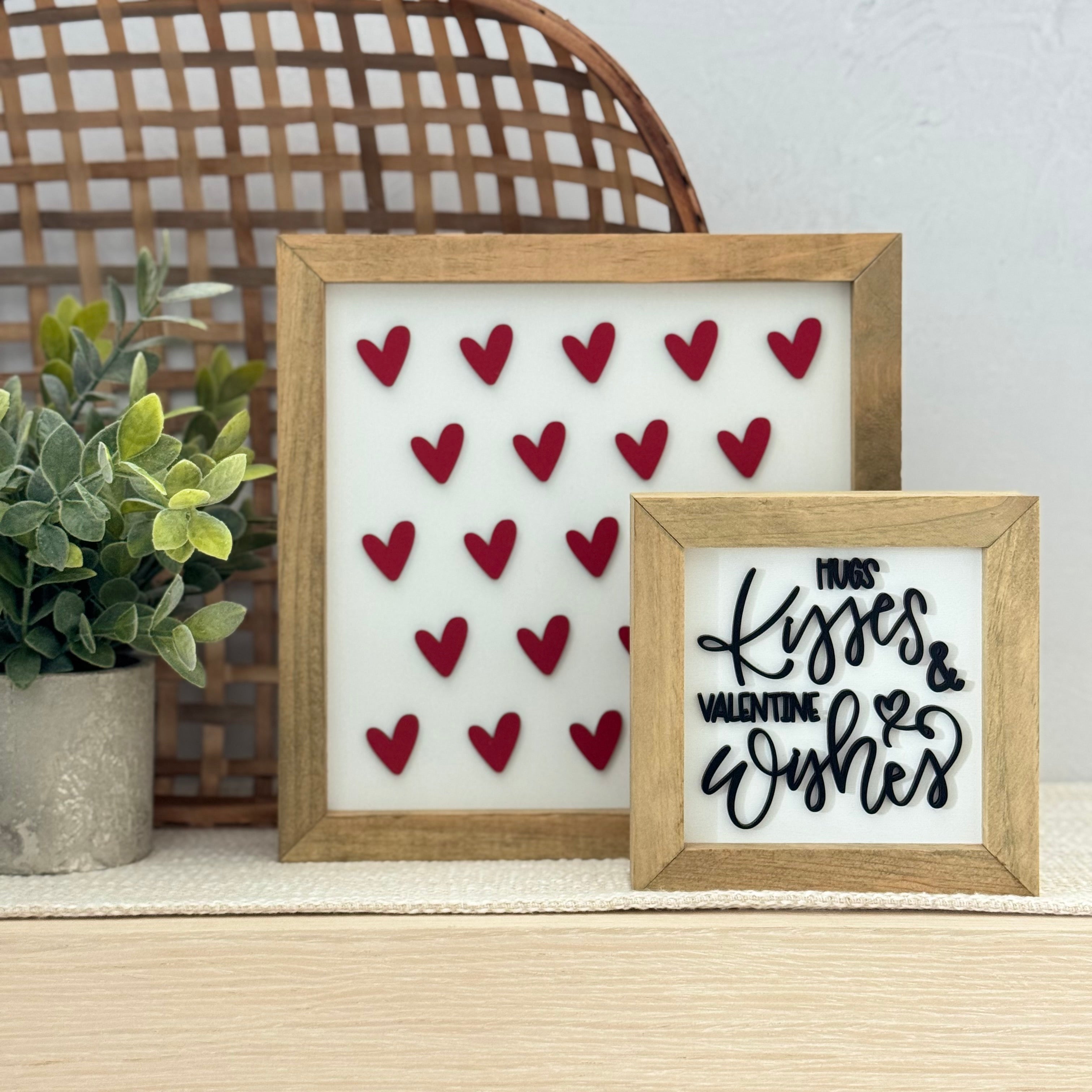 Valentine Hearts Wooden Framed Sign