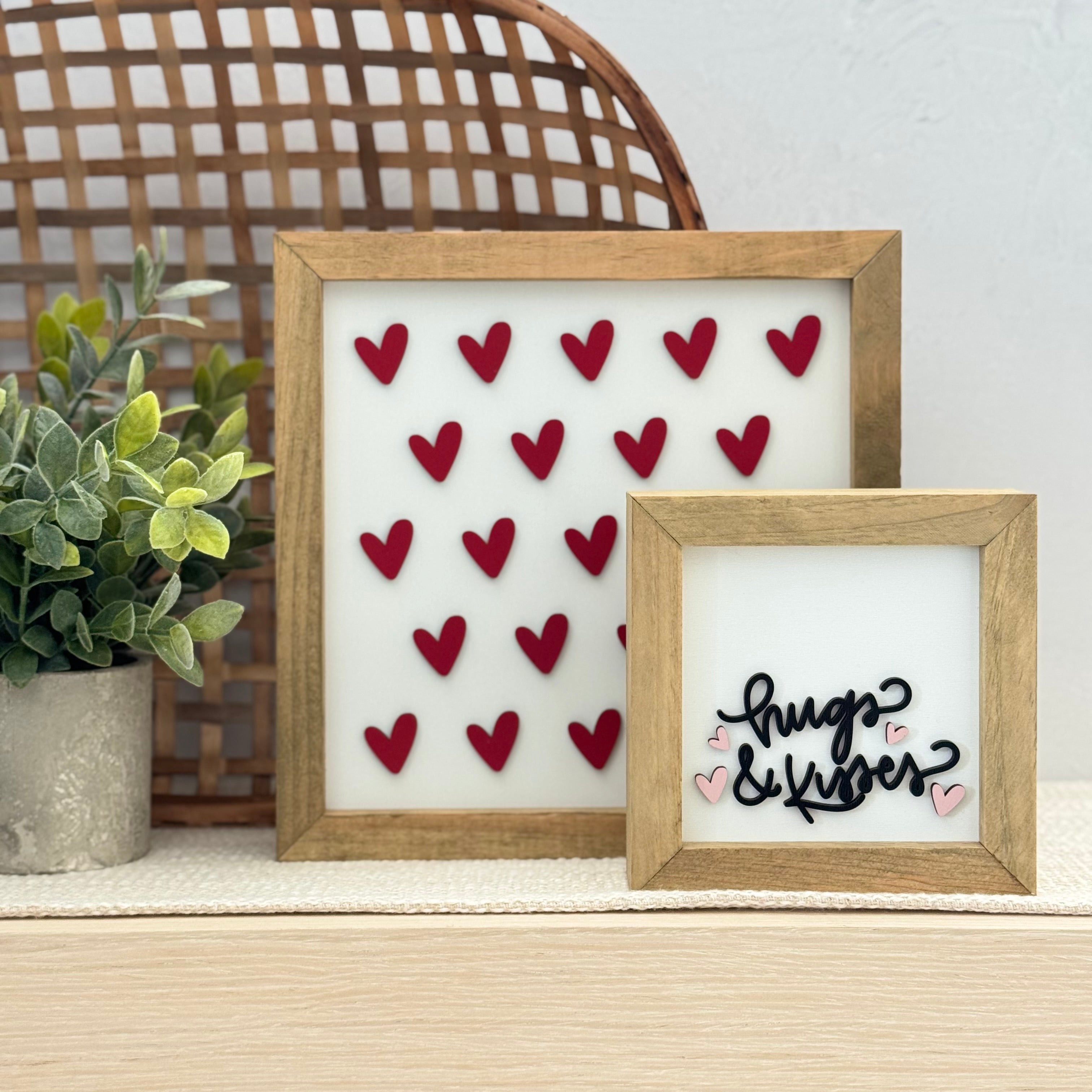 Hugs & Kisses Wooden Framed Sign