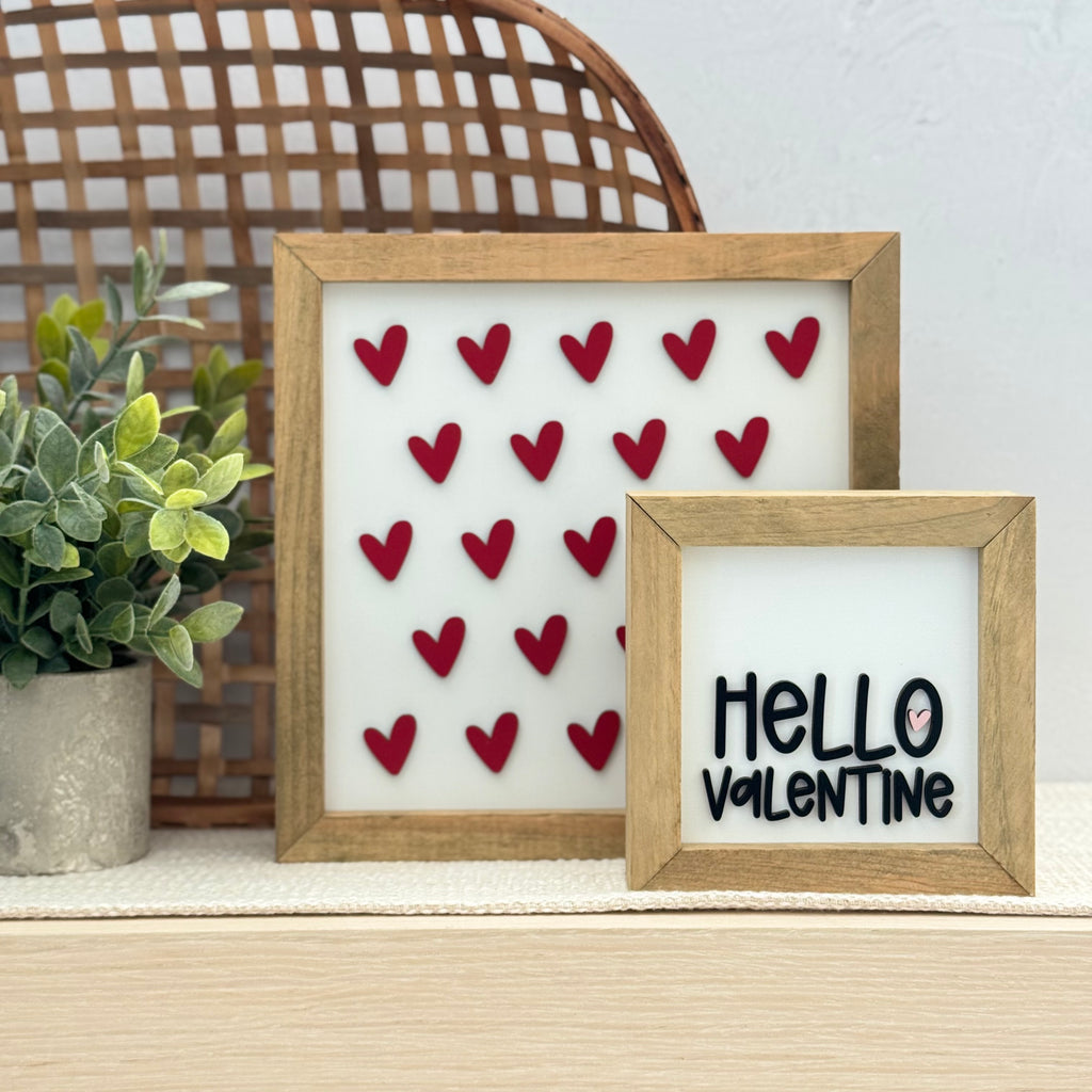 Hello Valentine Wooden Framed Sign