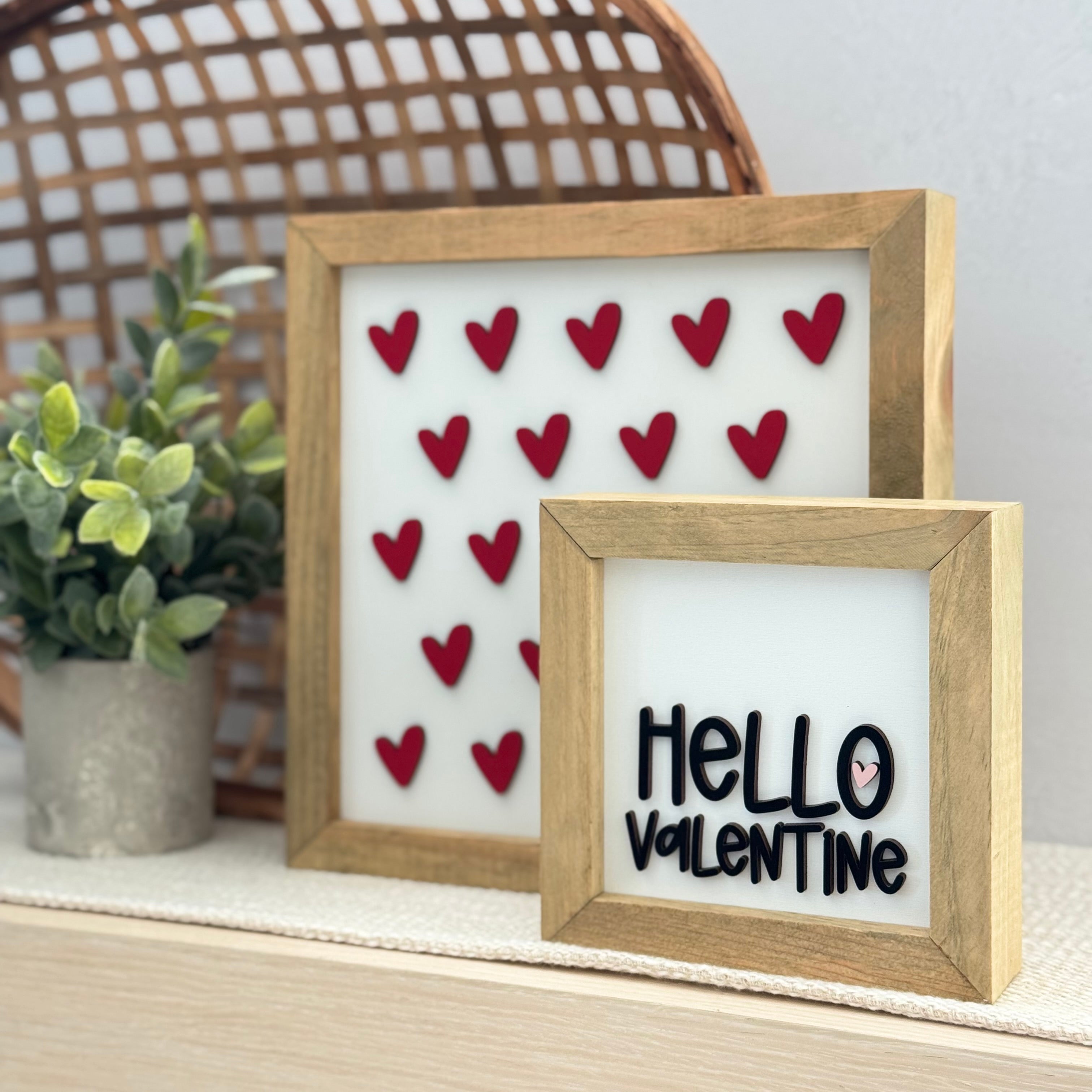 Hello Valentine Wooden Framed Sign
