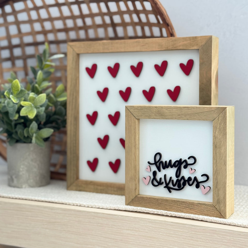 Hugs & Kisses Wooden Framed Sign
