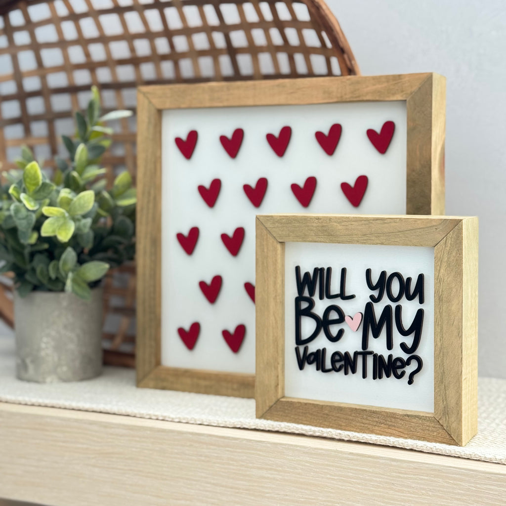 Valentine Hearts Wooden Framed Sign