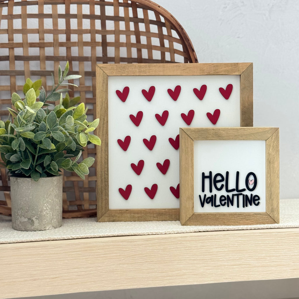 Hello Valentine Wooden Framed Sign