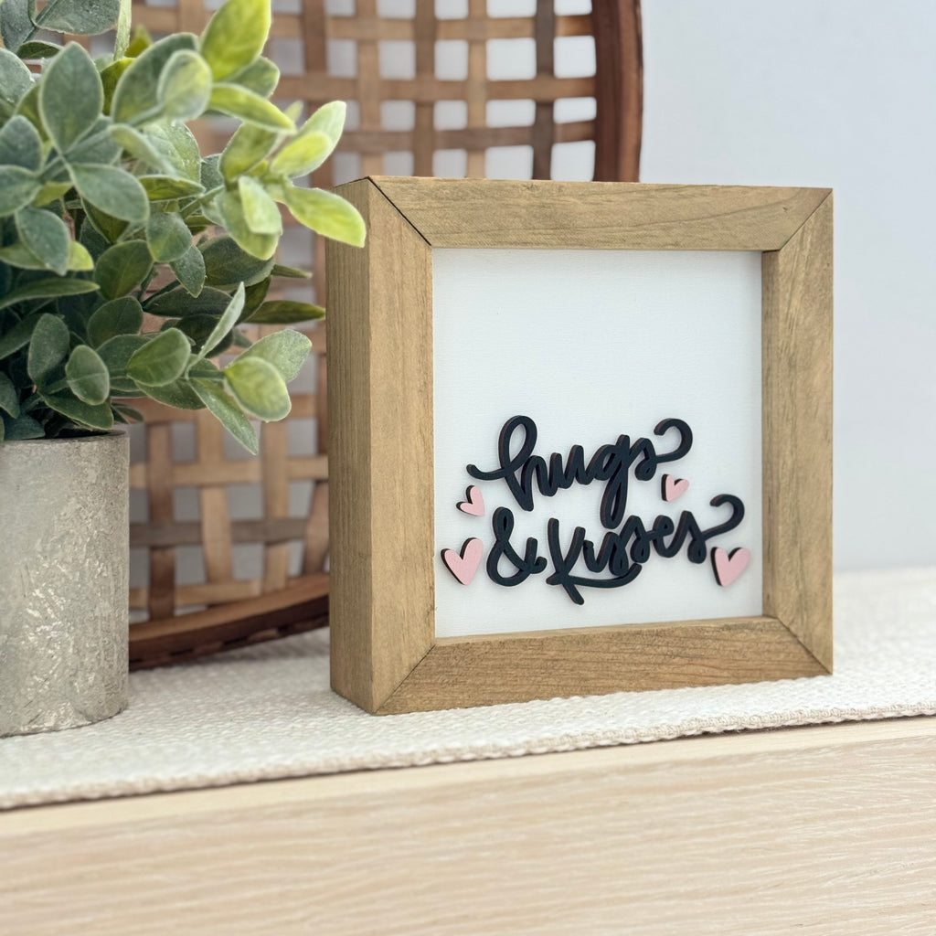 Hugs & Kisses Wooden Framed Sign