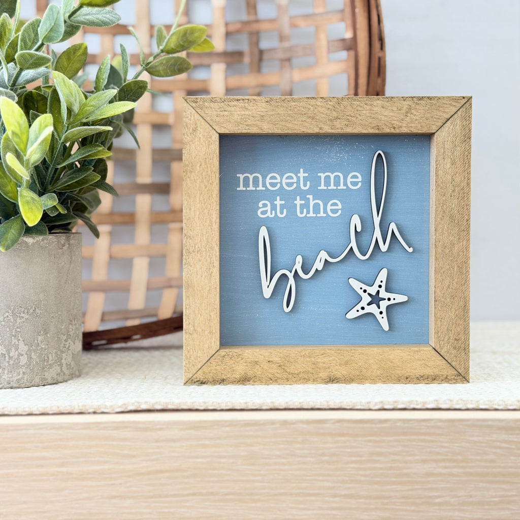 Meet Me At The Beach Wooden Framed Sign