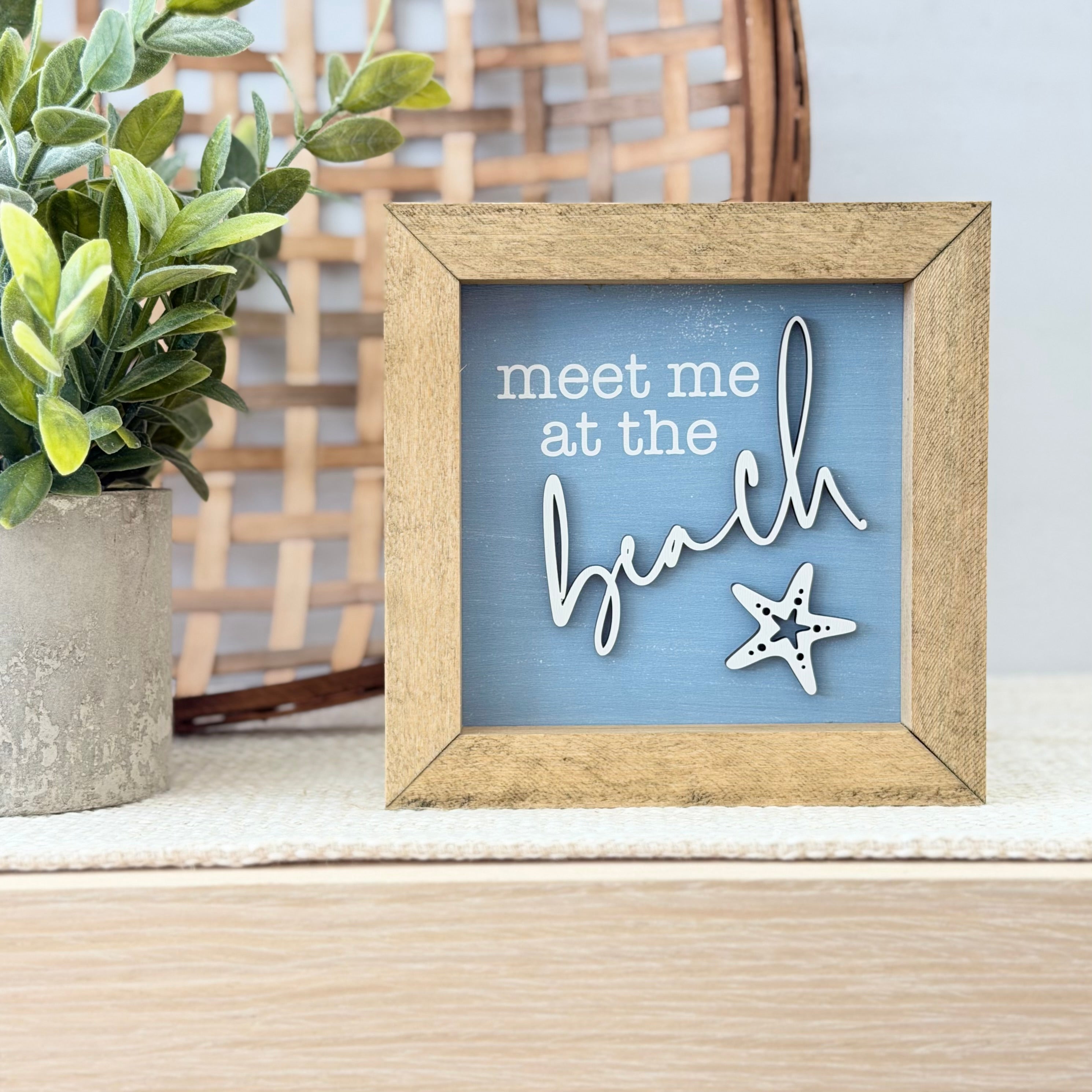 Meet Me At The Beach Wooden Framed Sign