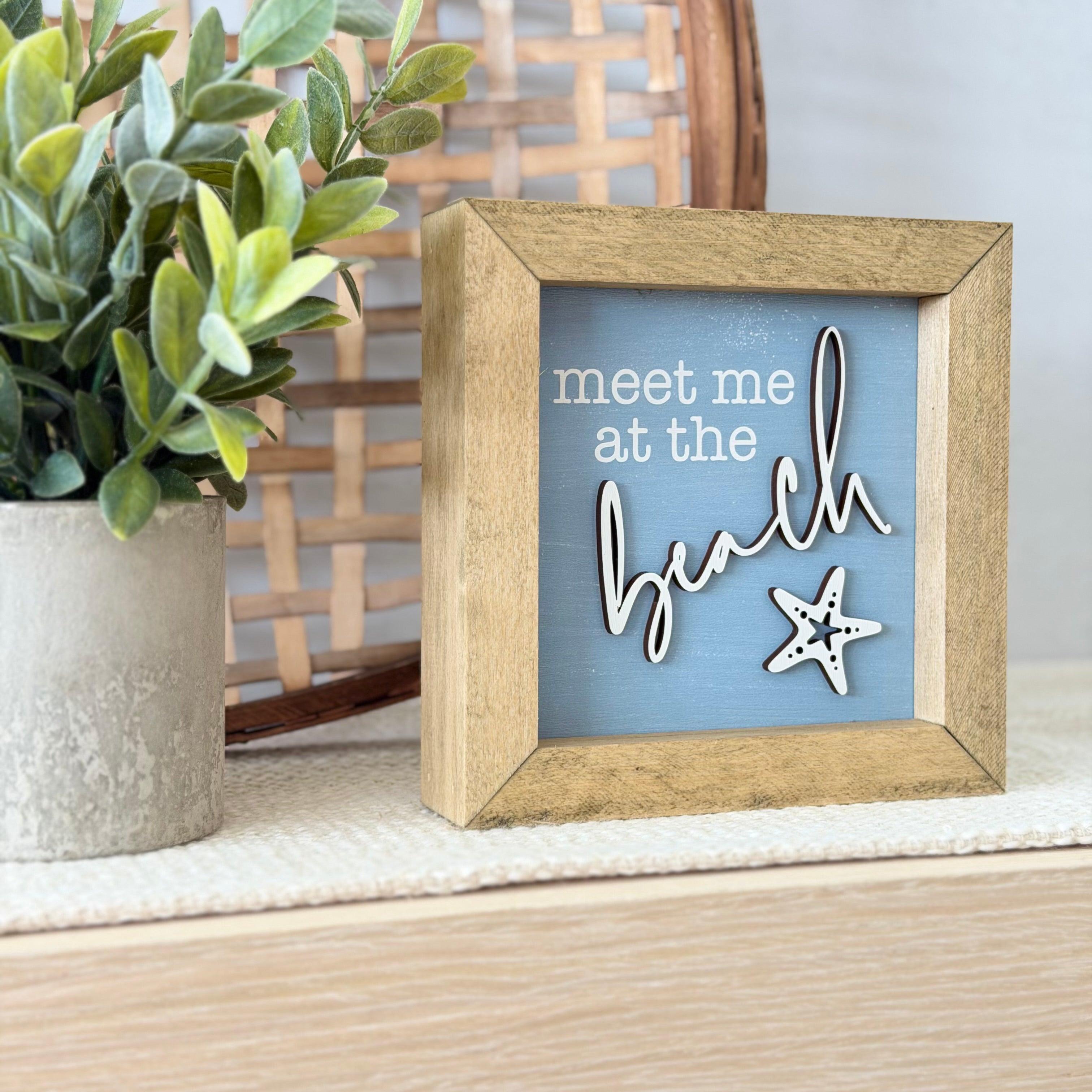 Meet Me At The Beach Wooden Framed Sign