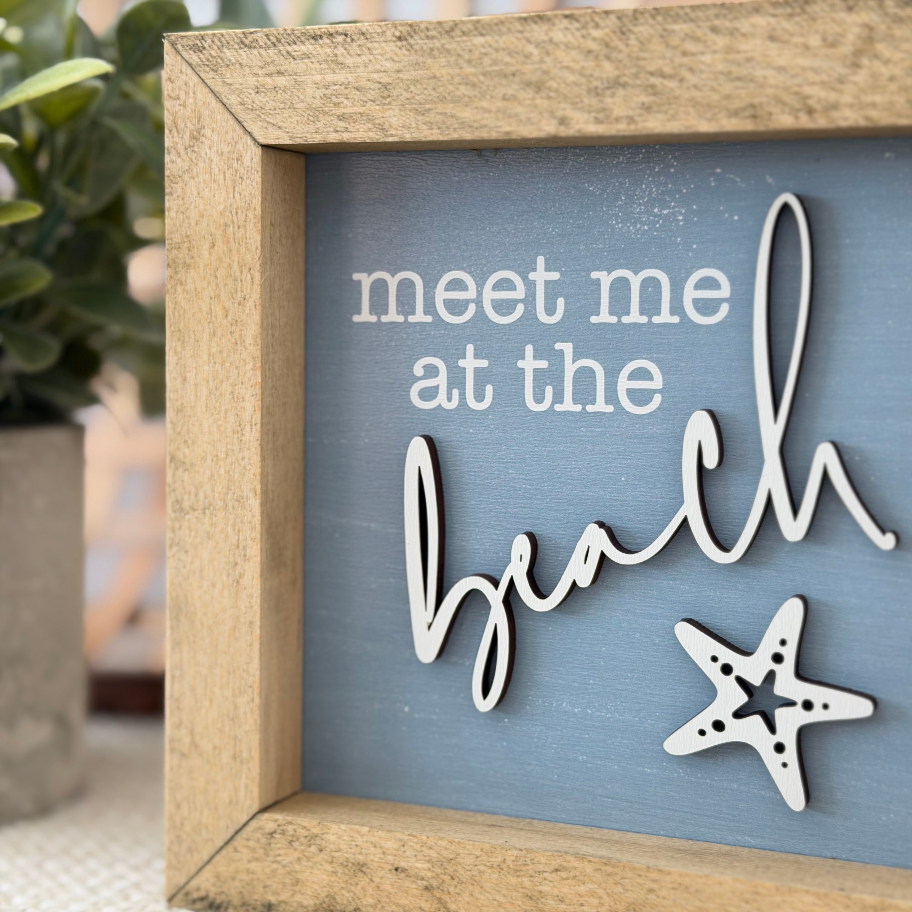 Meet Me At The Beach Wooden Framed Sign
