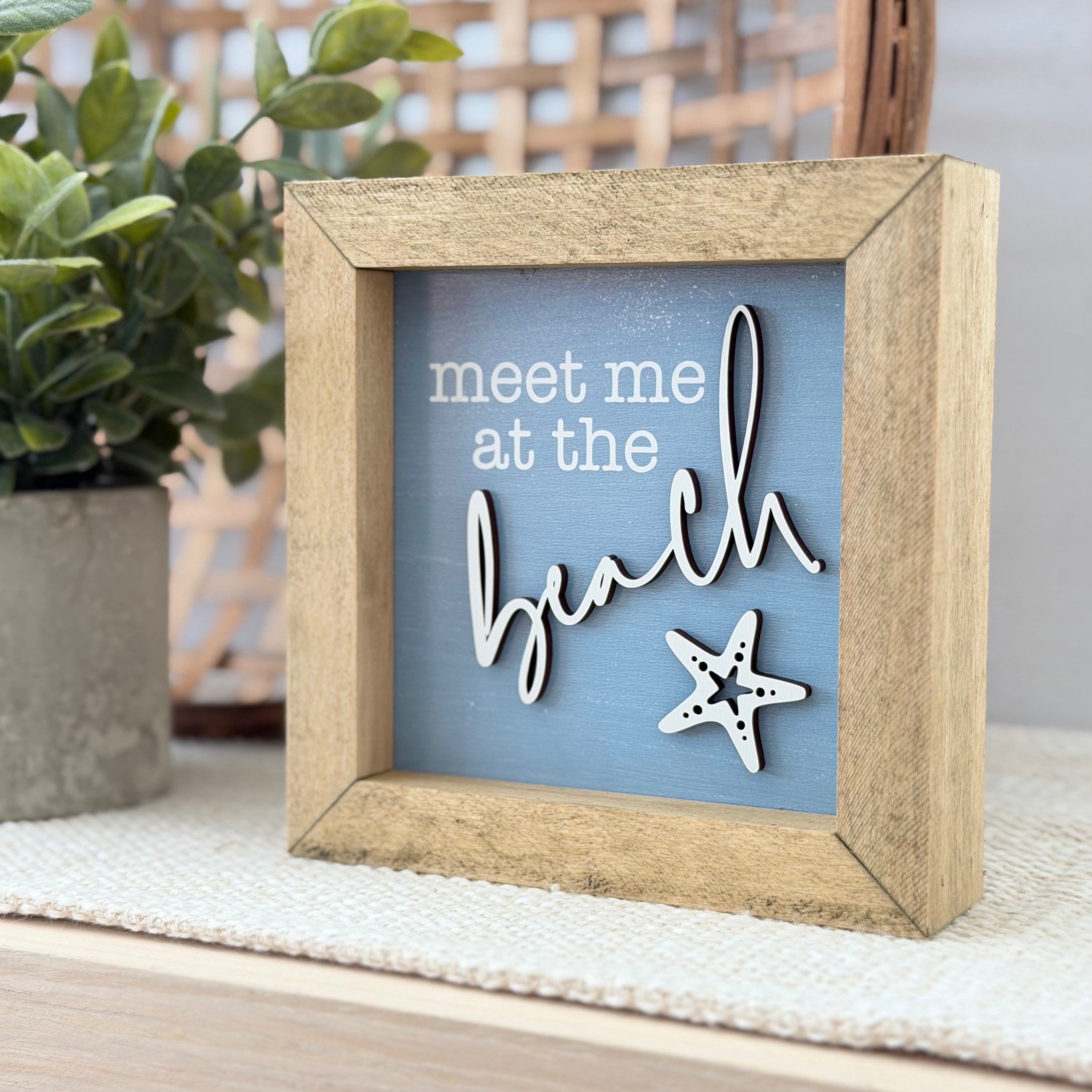 Meet Me At The Beach Wooden Framed Sign
