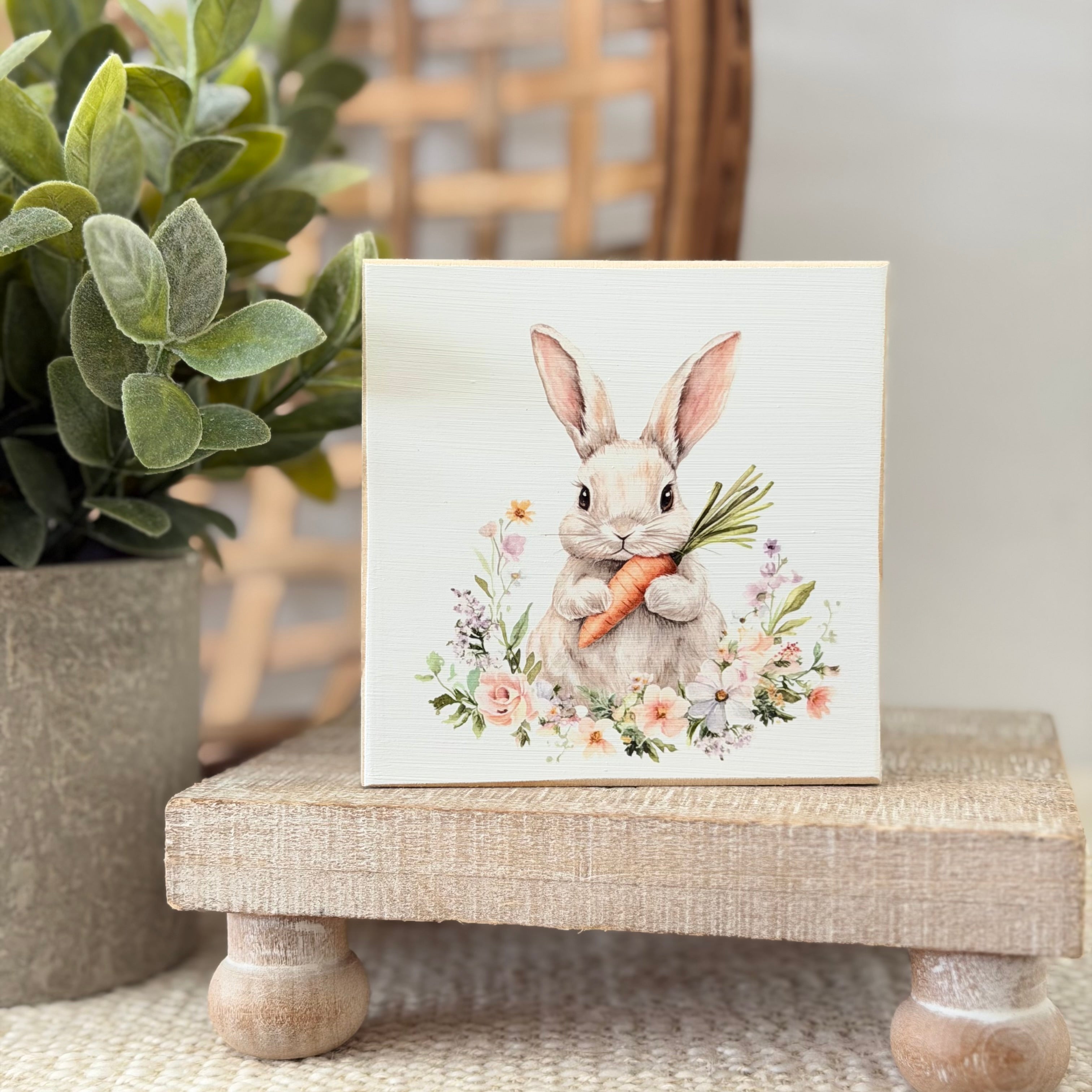 Easter Bunny Wood Block Sign