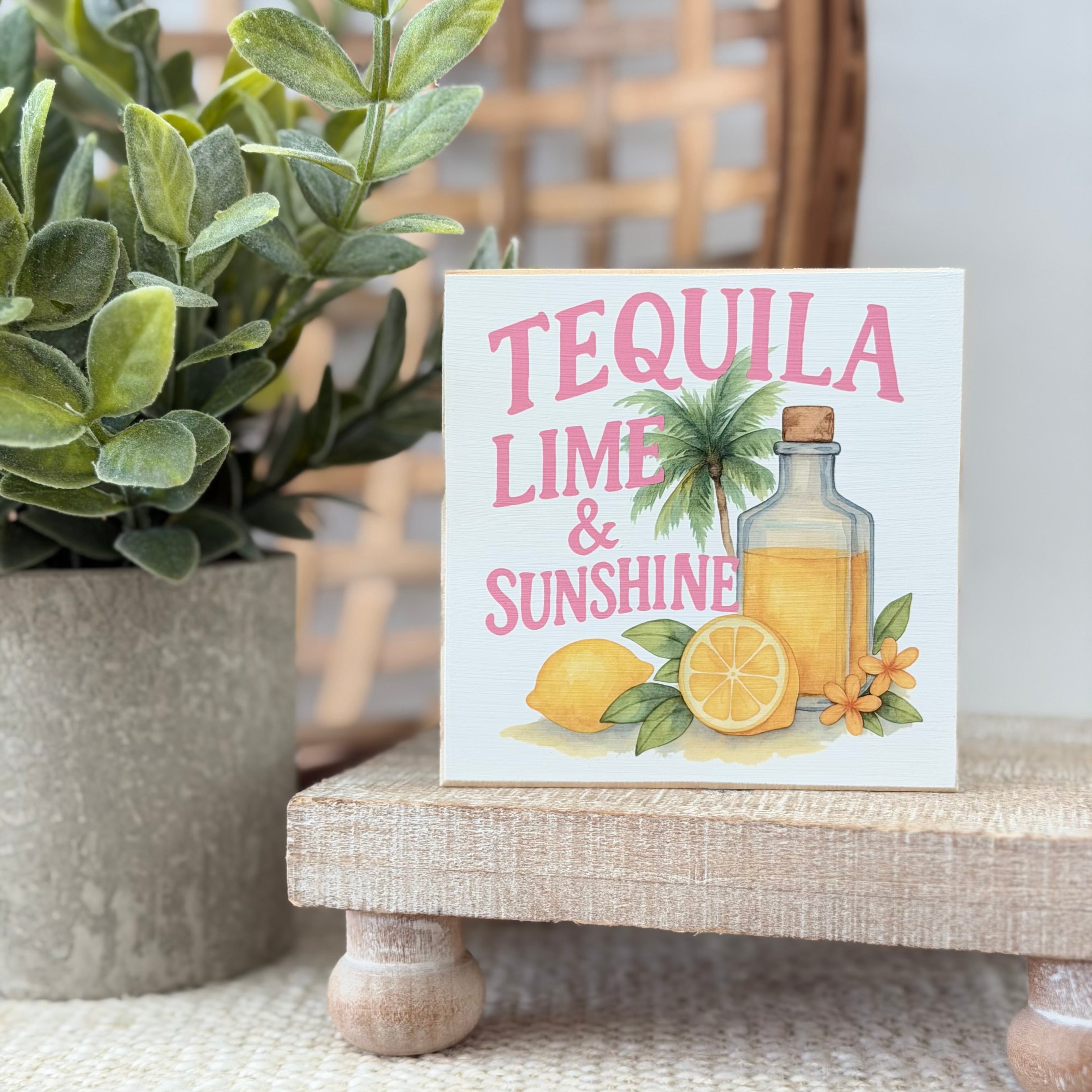 Summer Cocktail Wood Block Sign