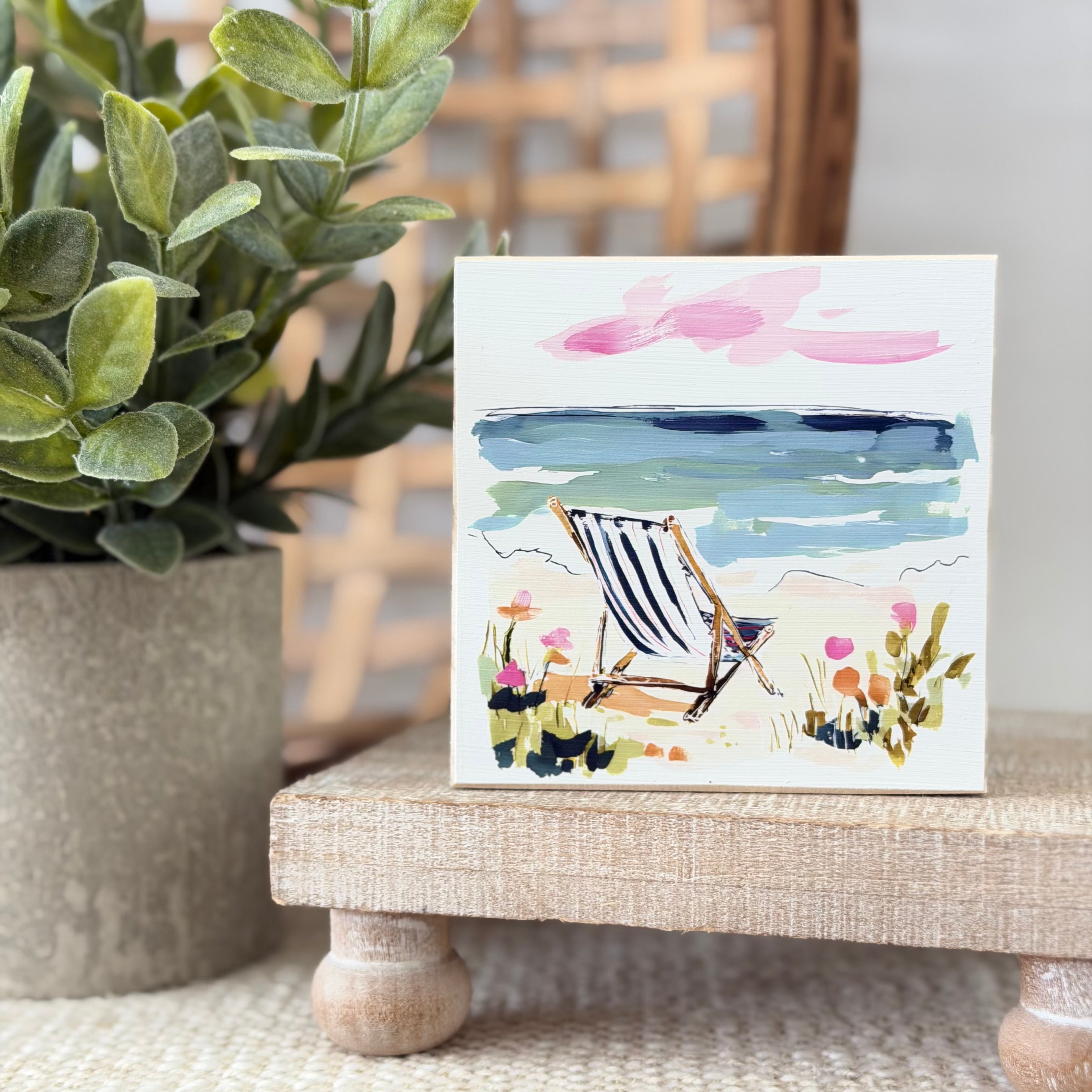 Coastal Beach Wood Block Sign