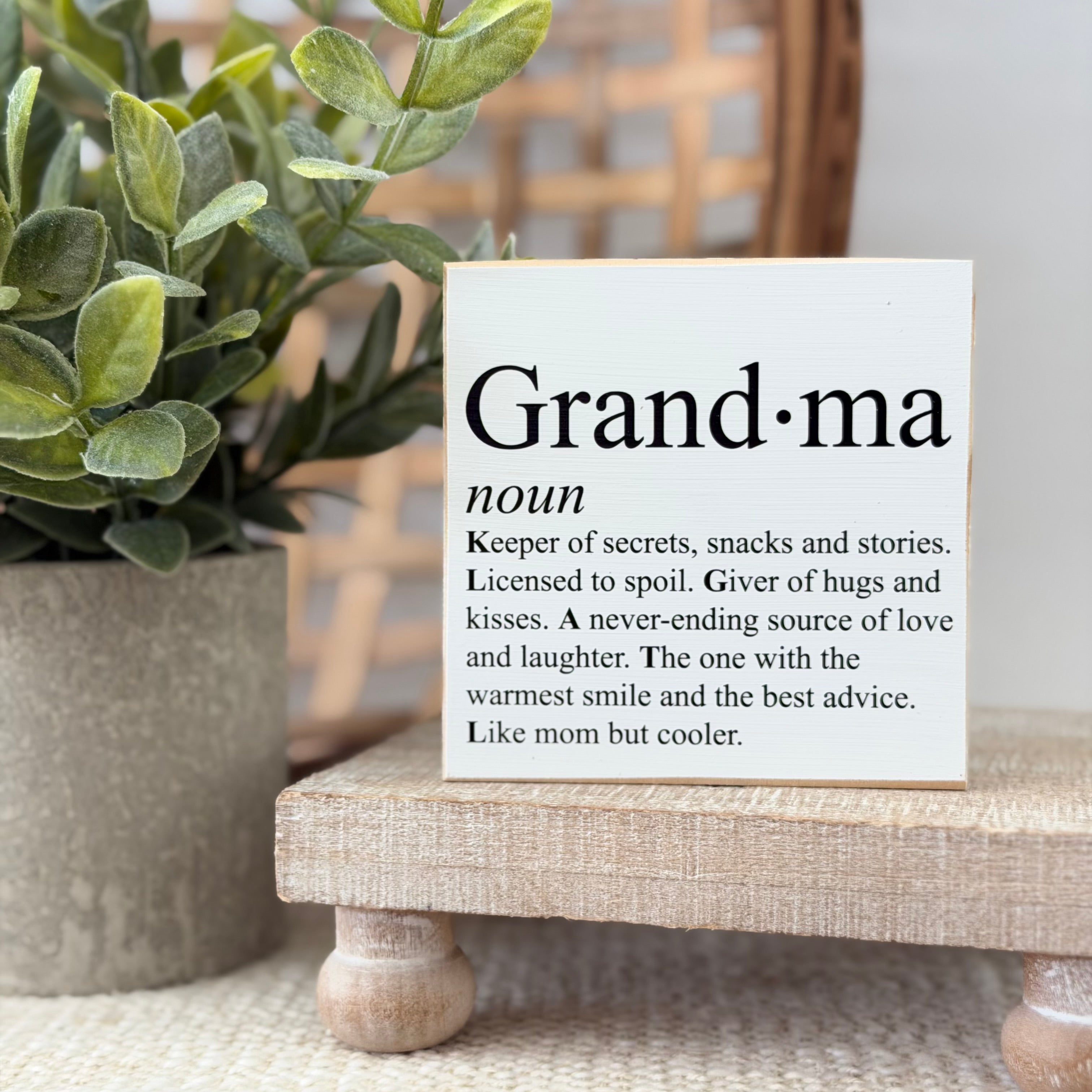 Grandma Definition Wood Block Sign
